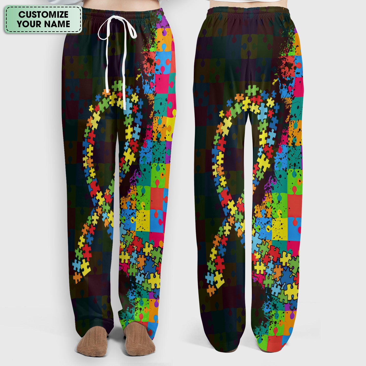 Personalized Autism Awareness Puzzle Ribbon Scrub Set, Breathable Med Uniform