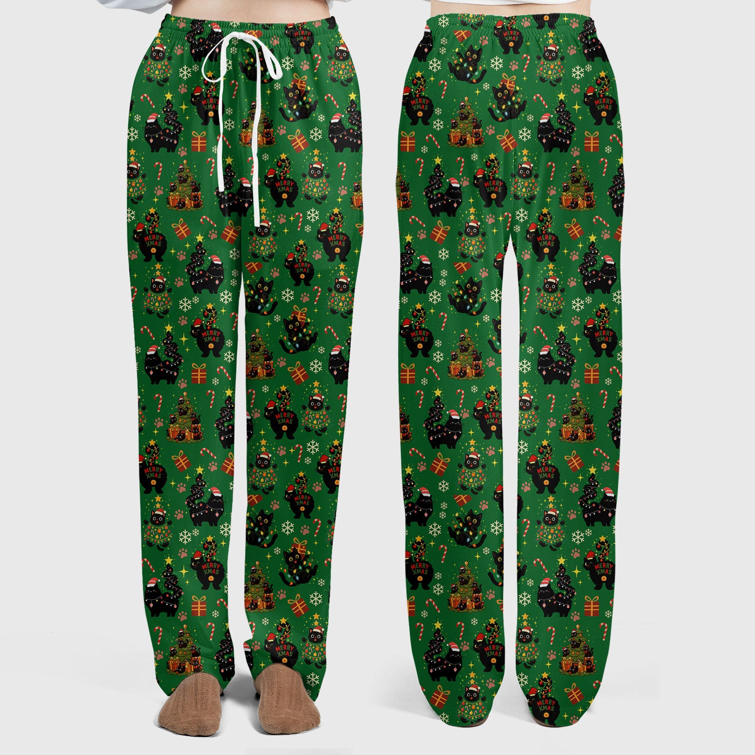 Christmas Cat Scrub Set for Women - Black Cat and Tree Pattern Holiday Nurse Scrubs - Cute Gift for RN LPN CNA