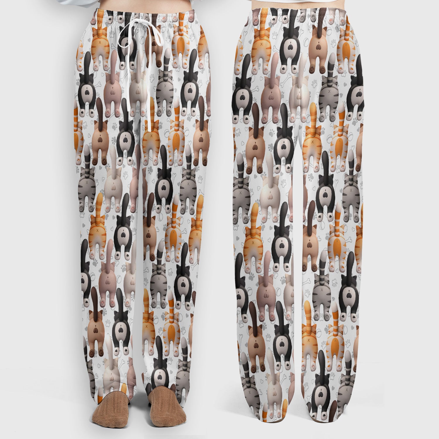 Funny Cat Butt Paw Print Pattern Scrub Set, Nurse Uniform Scrubs Set