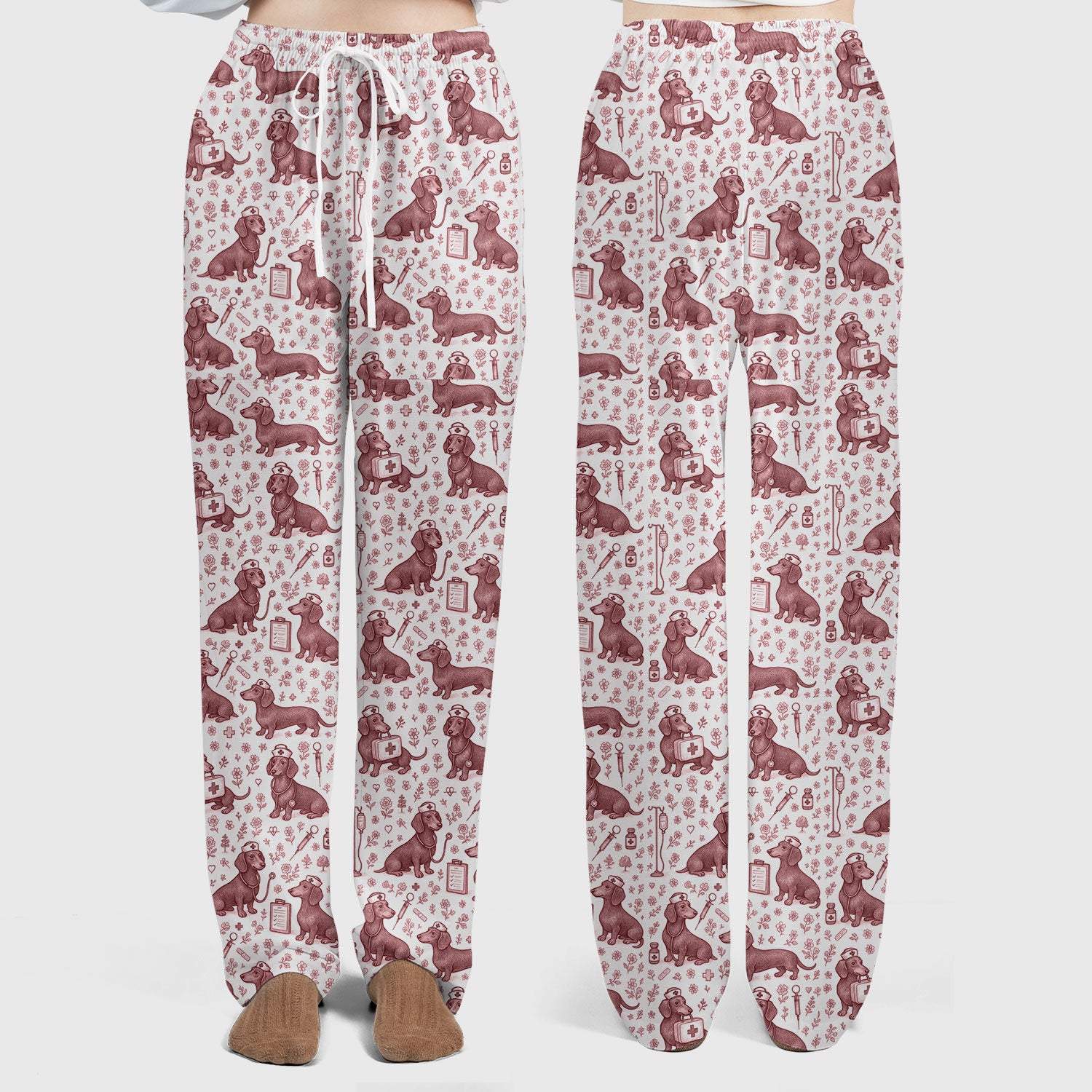 Vintage Dachshund Scrub Set - Artistic Dog Pattern Medical Scrubs - Cute Pet Lover Nurse Gift for Women