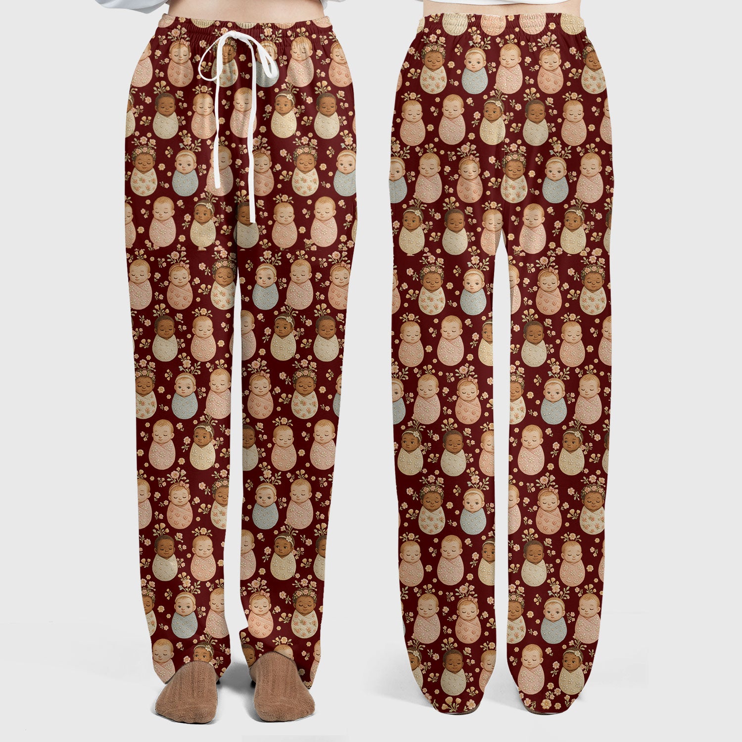 Sweet Newborn Baby Floral Print Women's Scrub Set, Breathable Med Uniform