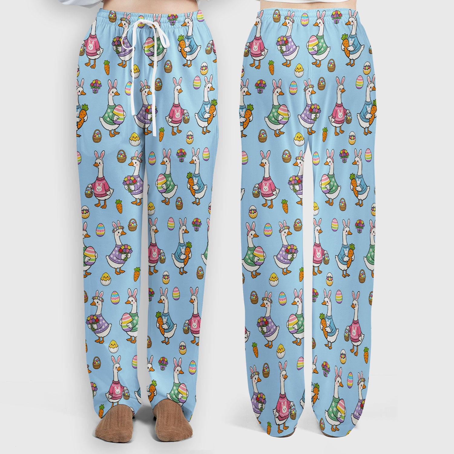 Cute Easter Goose Print Scrub Set, Breathable Med Uniform