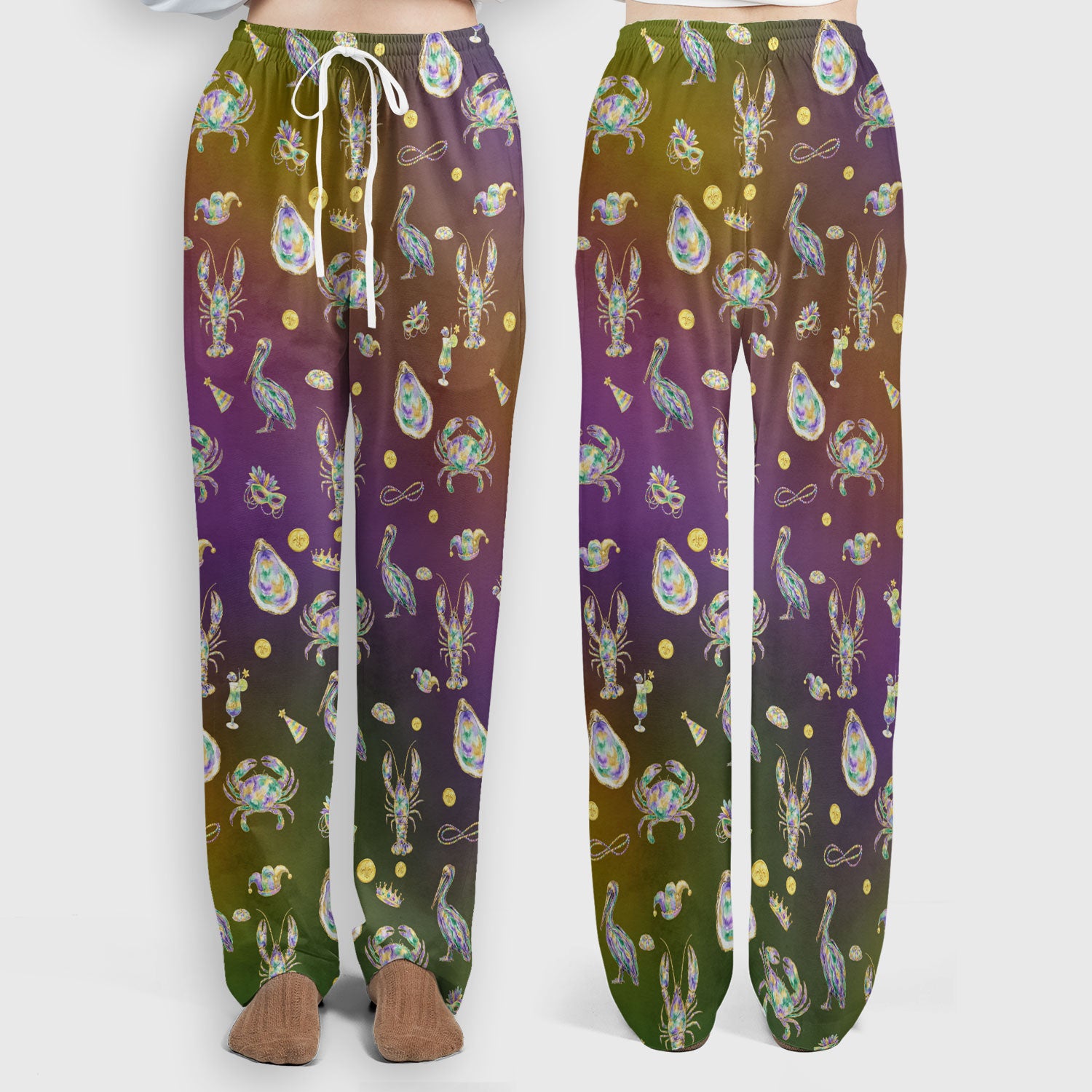 Mardi Gras Seafood Nurse Scrub Set, Comfortable Uniform Scrubs For Nursing