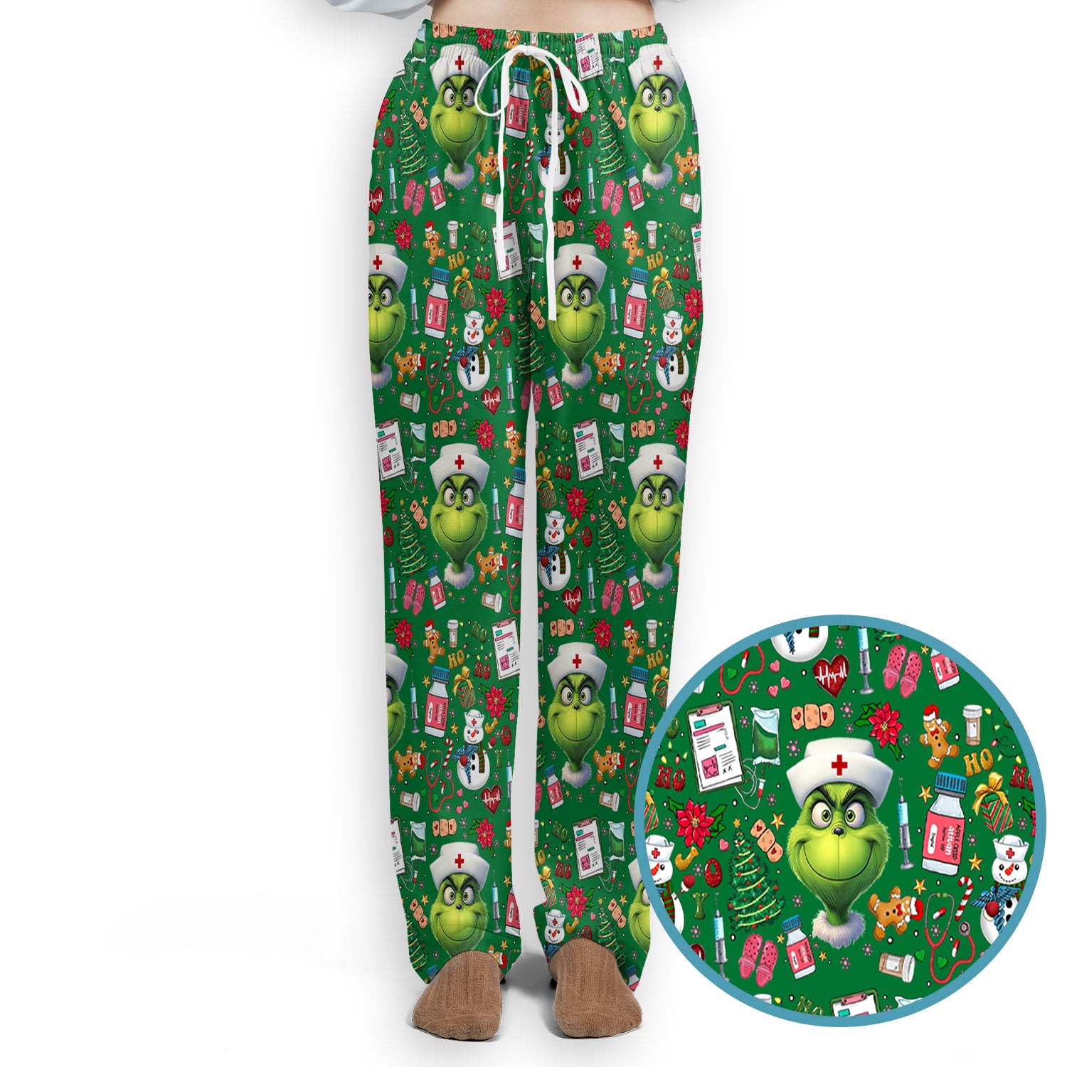 Merry Grinchmas Scrub Set for Women - Comfortable Nursing Pants - Christmas Medical Uniform - Holiday Ugly Sweater Gift for Her
