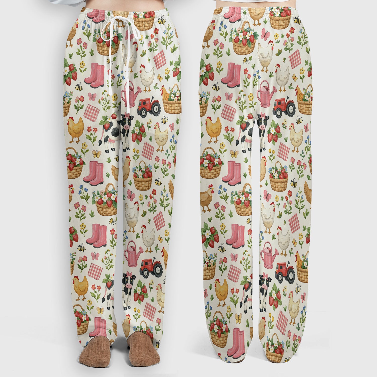 Whimsical Farm Animals Garden Pattern Scrub Top, Comfortable Scrubs for Nurses