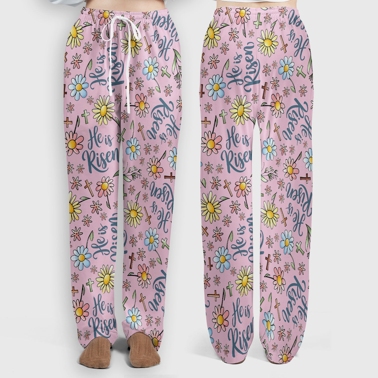 He Is Risen Cross Flower Pattern Scrub Set, Nurse Uniform Scrubs Set