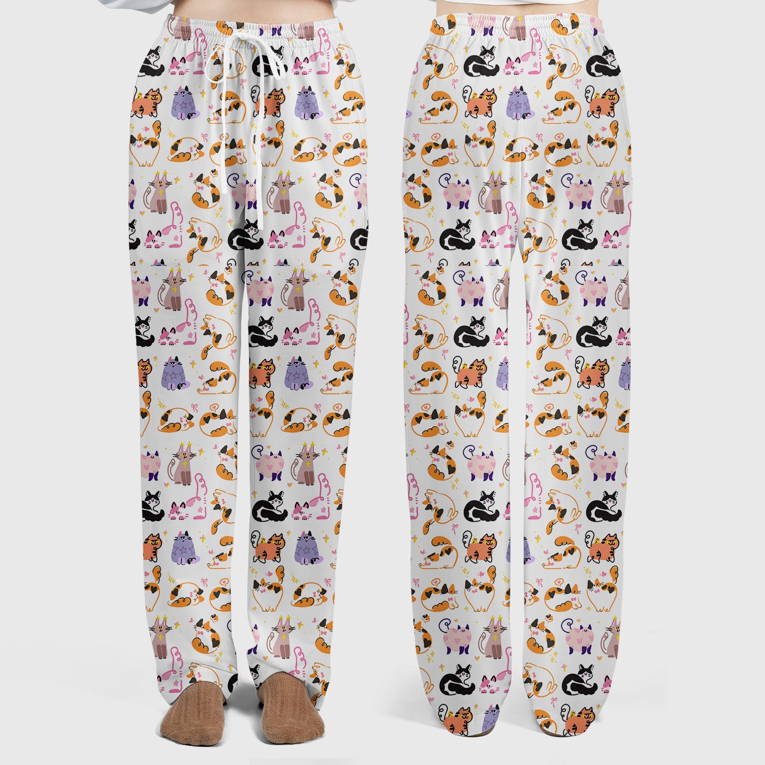 Funny Cat Pattern Scrub Set, Cute Cats Nursing Uniform For Women