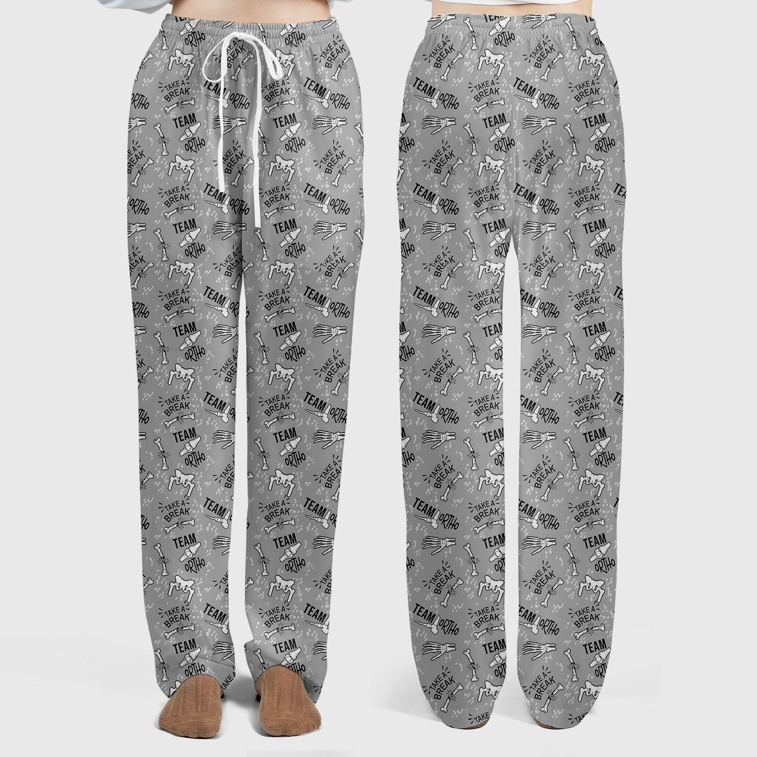 Team Ortho Bone Joint Print Scrub Set, Scrub Pants and V Neck Top