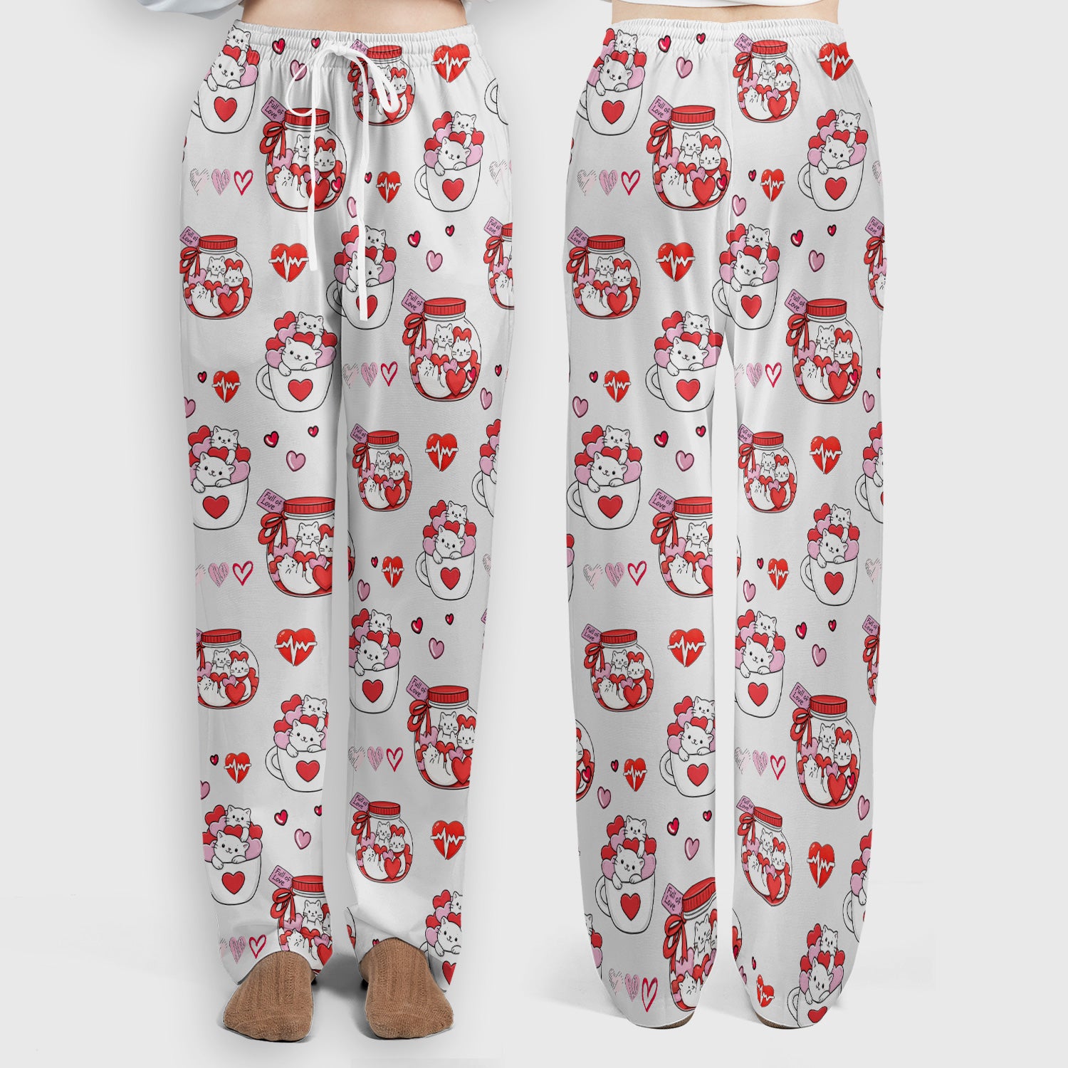 Cute Cat Valentine Nurse Scrub Set, Women's Scrub Sets Breathable Uniform