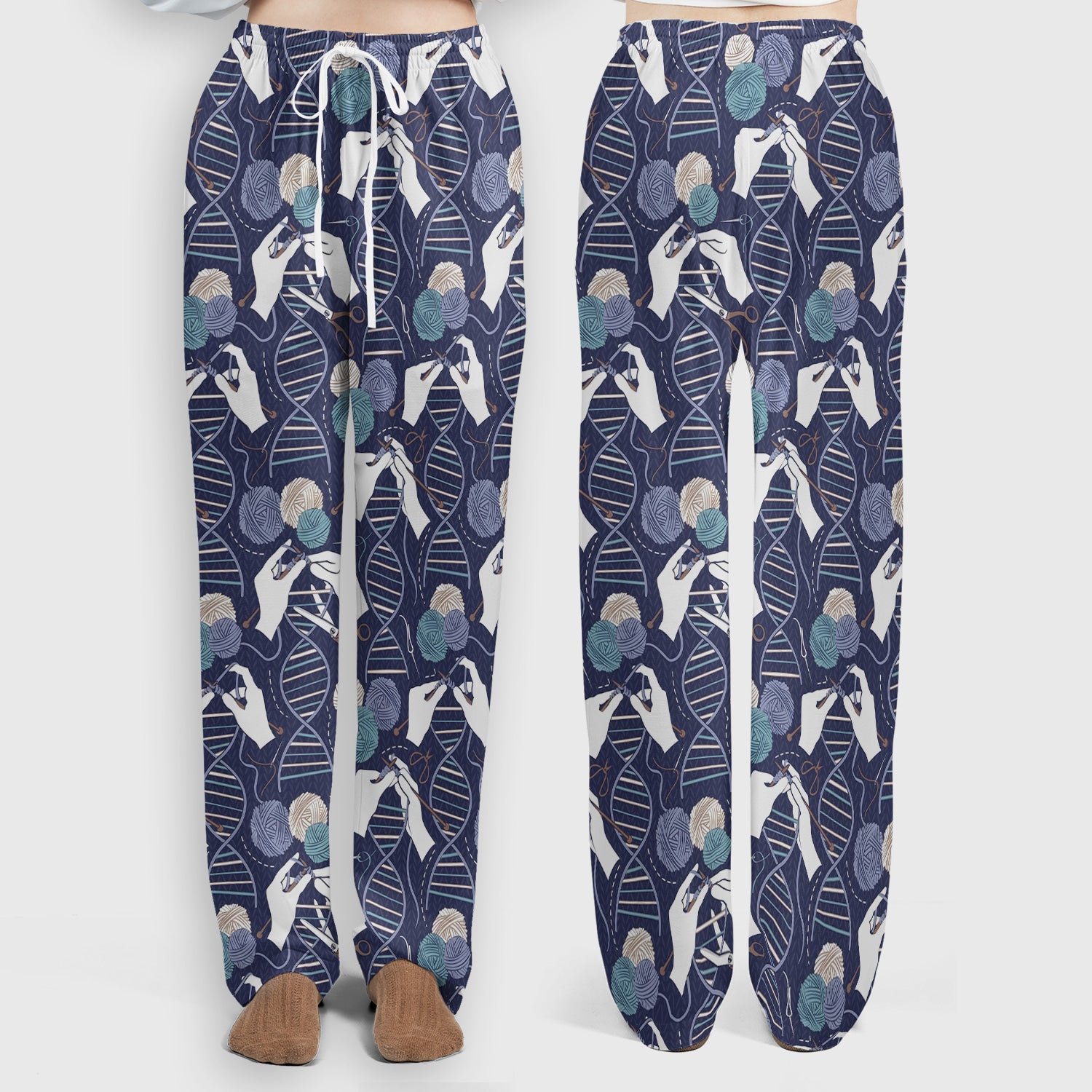 DNA Helix Yarn Pattern Scrub Set, Scrub Pants and V Neck Top
