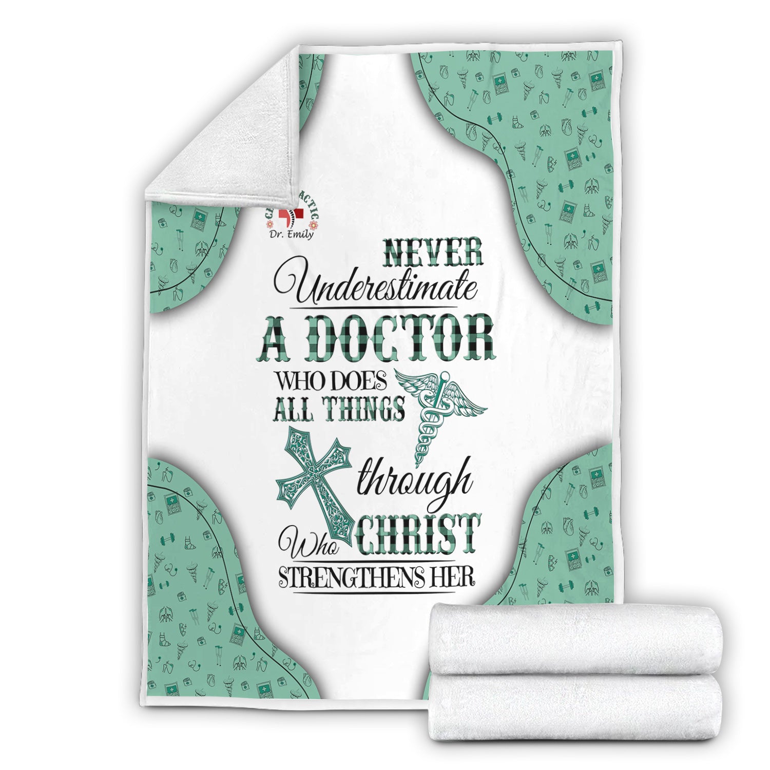 Personalized Christian Throw Blanket - Never Underestimate a Doctor - Gift for Women Doctors & Medical Professionals