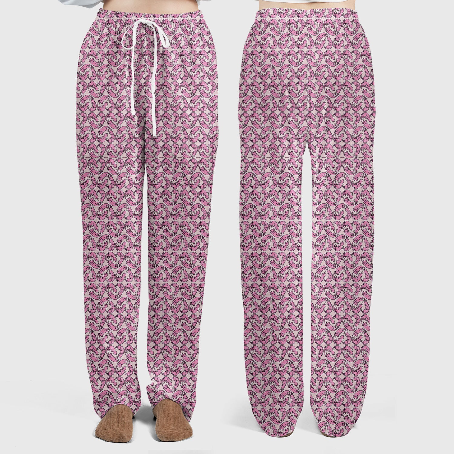 Cute Pink Cat Cartoon All Over Print Set, Women’s Scrub Sets