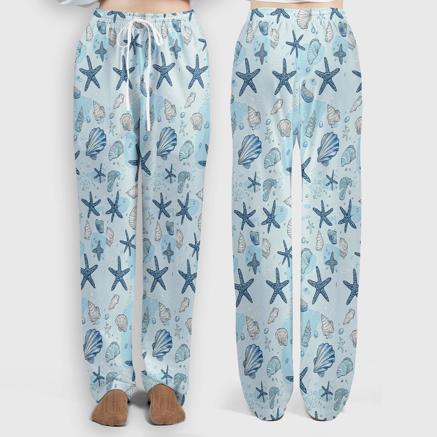 Ocean Shell And Starfish Print Scrub Set, Women's Scrub Sets