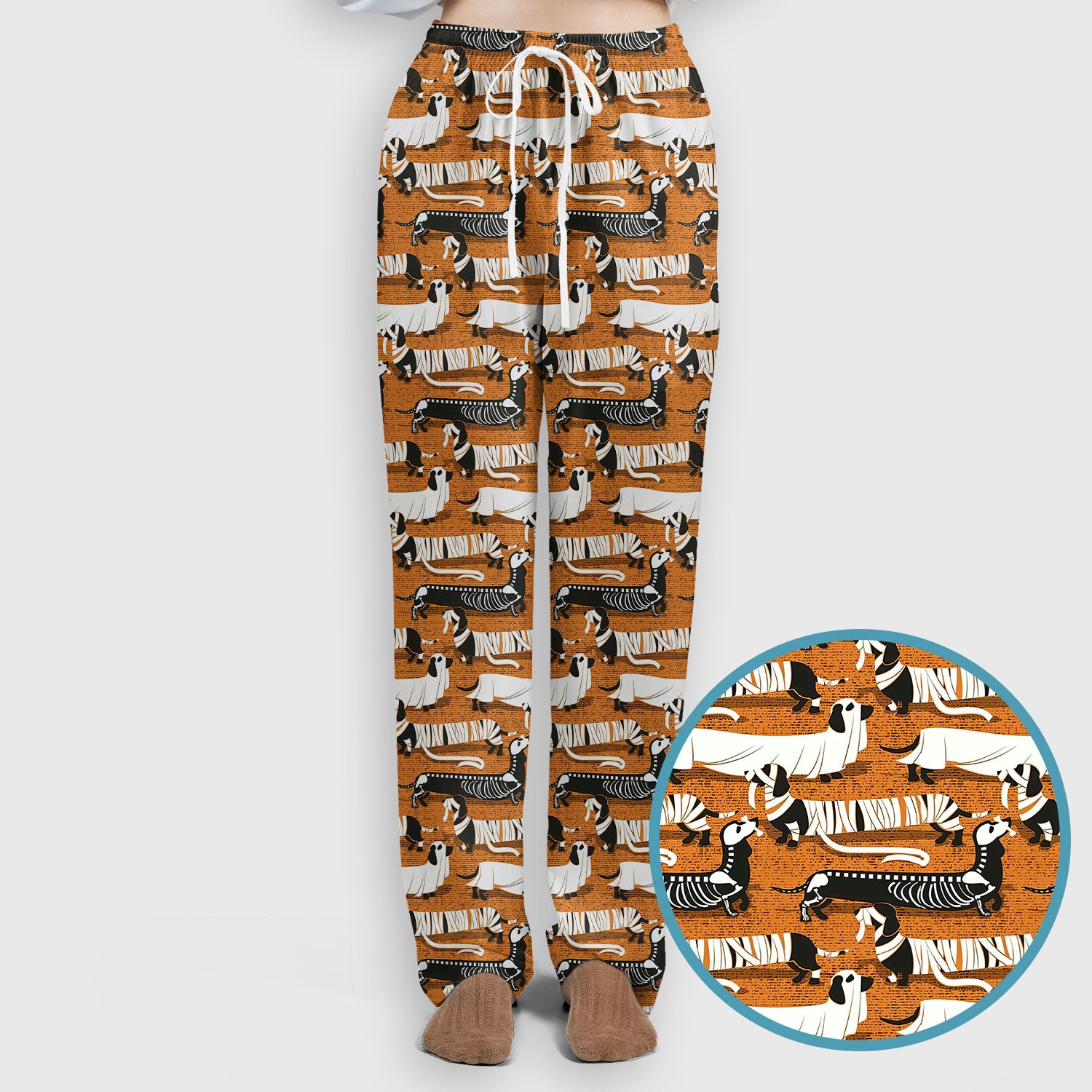 Halloween Scrub Set for Women - Spooky Skeleton Med Uniform - Dachshund Nursing Pants - Ugly Sweater for Wiener Dog Lover