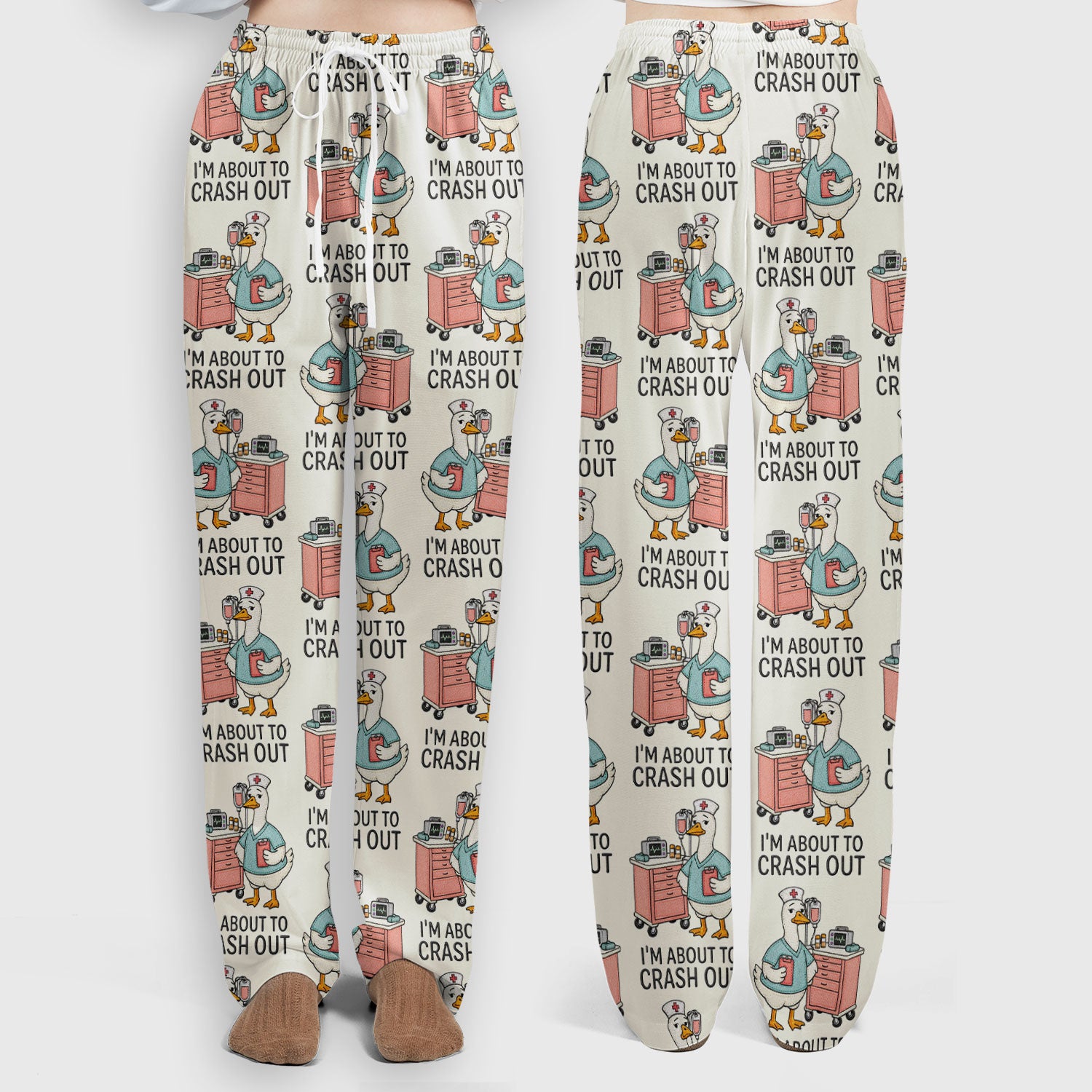 Funny Nurse Goose Crash Out Pattern Scrub Set, Nurse Uniform Scrubs Set