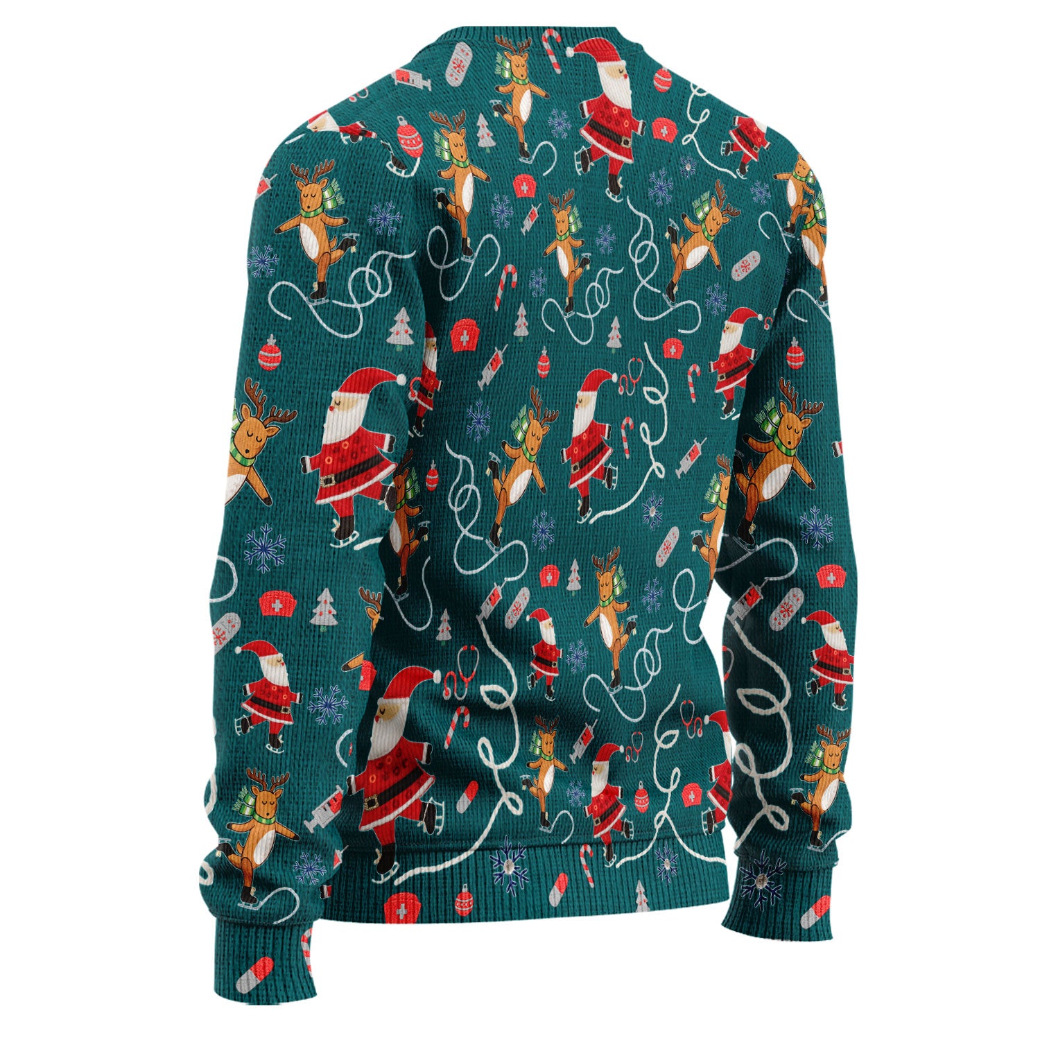 Christmas Reindeer Santa Nurse Ugly Sweater, Cute Holiday Medical Uniform Sweater for Women