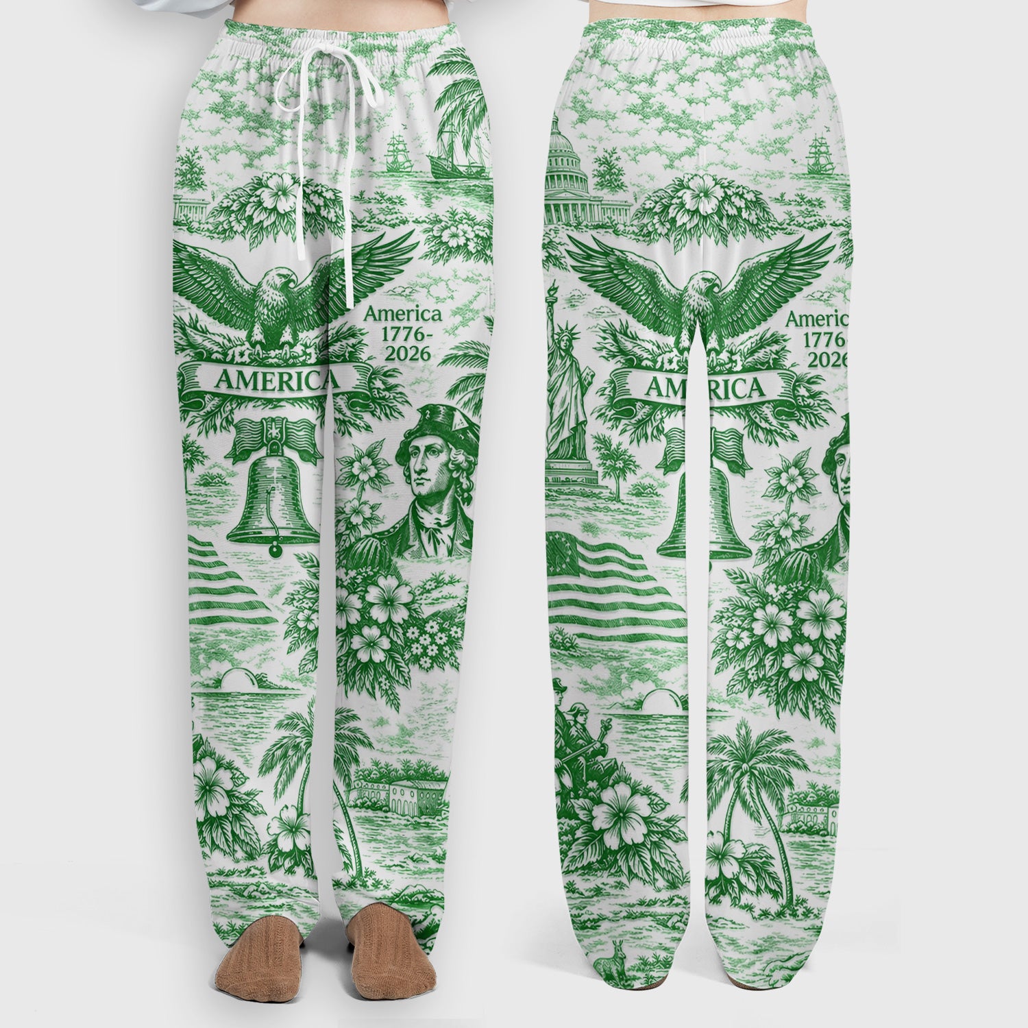 Patriotic America Heritage Toile Pattern Scrub Set, Women's Scrub Sets