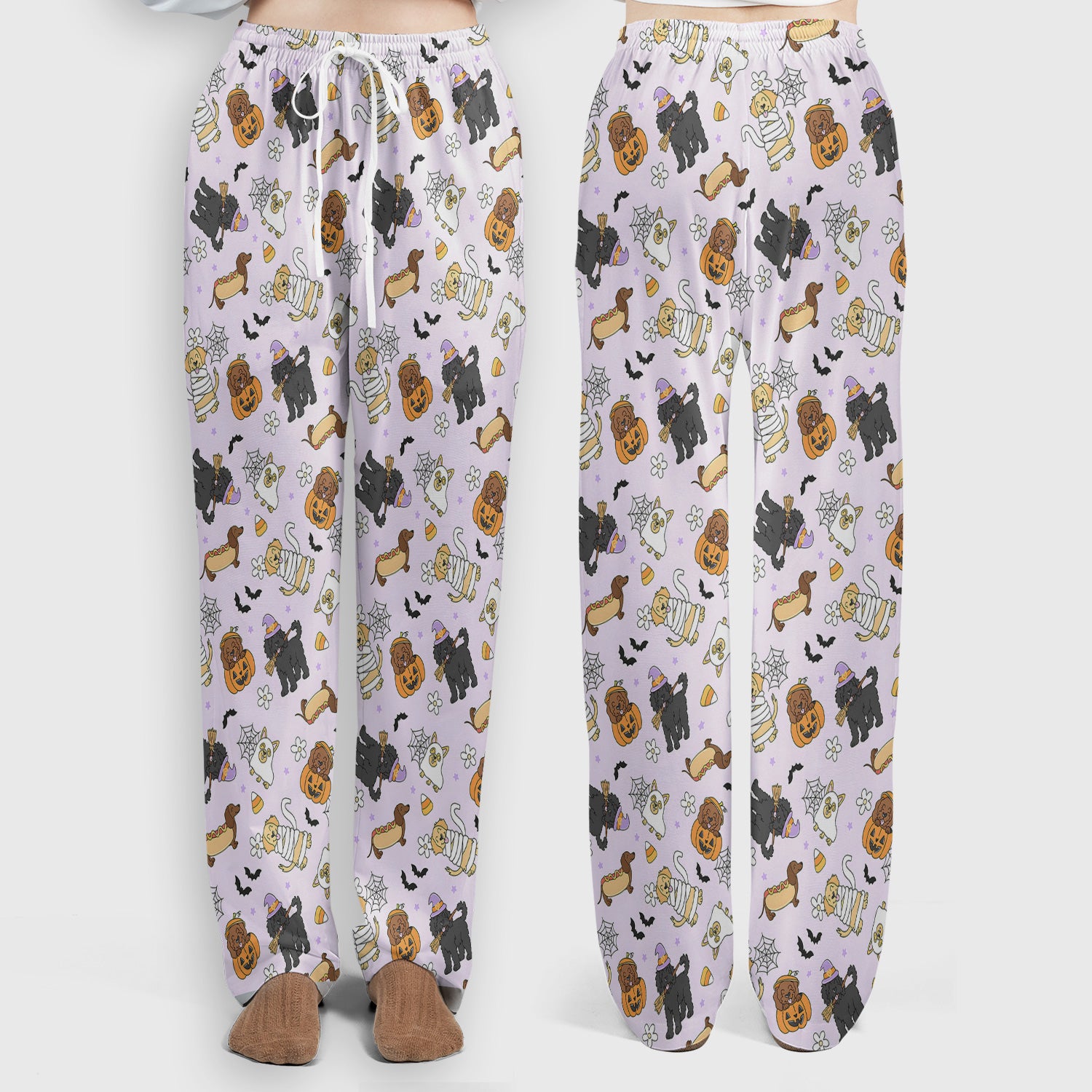 Cute Halloween Costumed Pets Scrub Set, Scrub Pants and V Neck Top