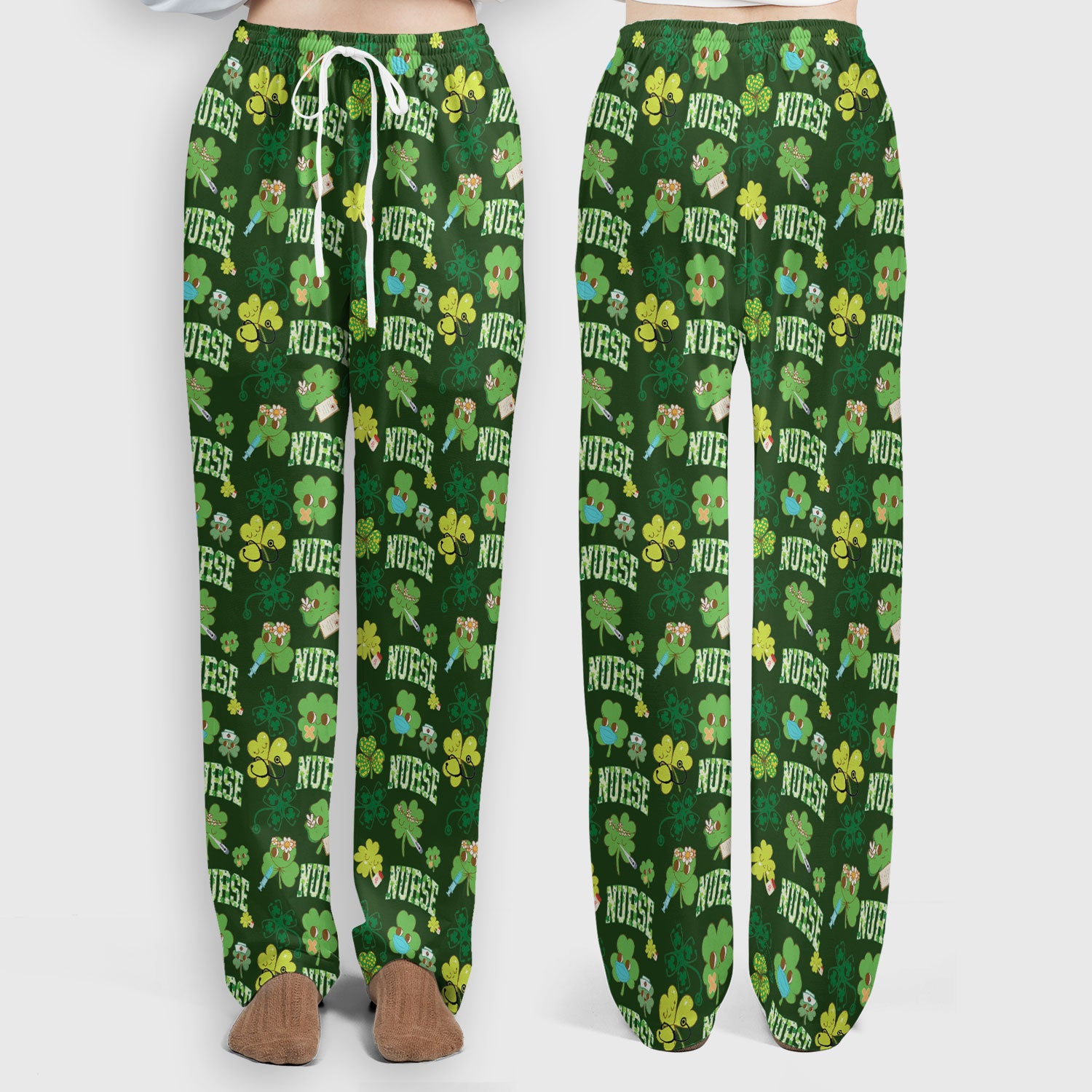 Lucky Shamrock Nurse Scrub Set, St. Patrick’s Day Nursing Shirt, Breathable Fabrics Nursing Uniform