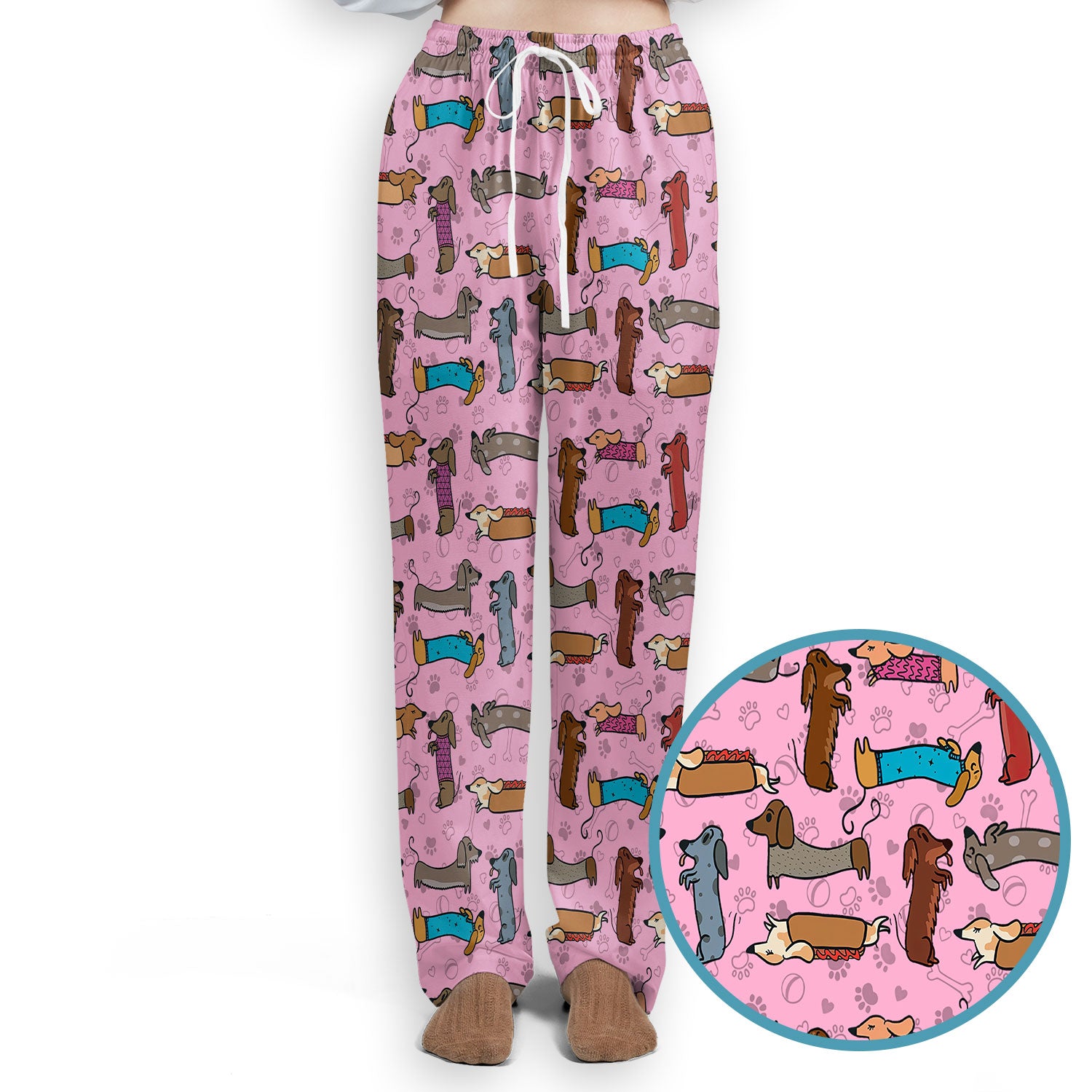 Cute Dachshund Women's Scrub Sets - Funny Sausage Dog Pattern Med Uniform - Nursing Gift for RN LPN CNA
