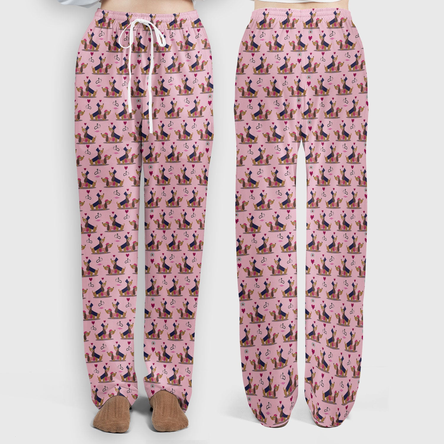 Valentine Dachshund Nurse Scrub Set - Funny Couple Gift for Women