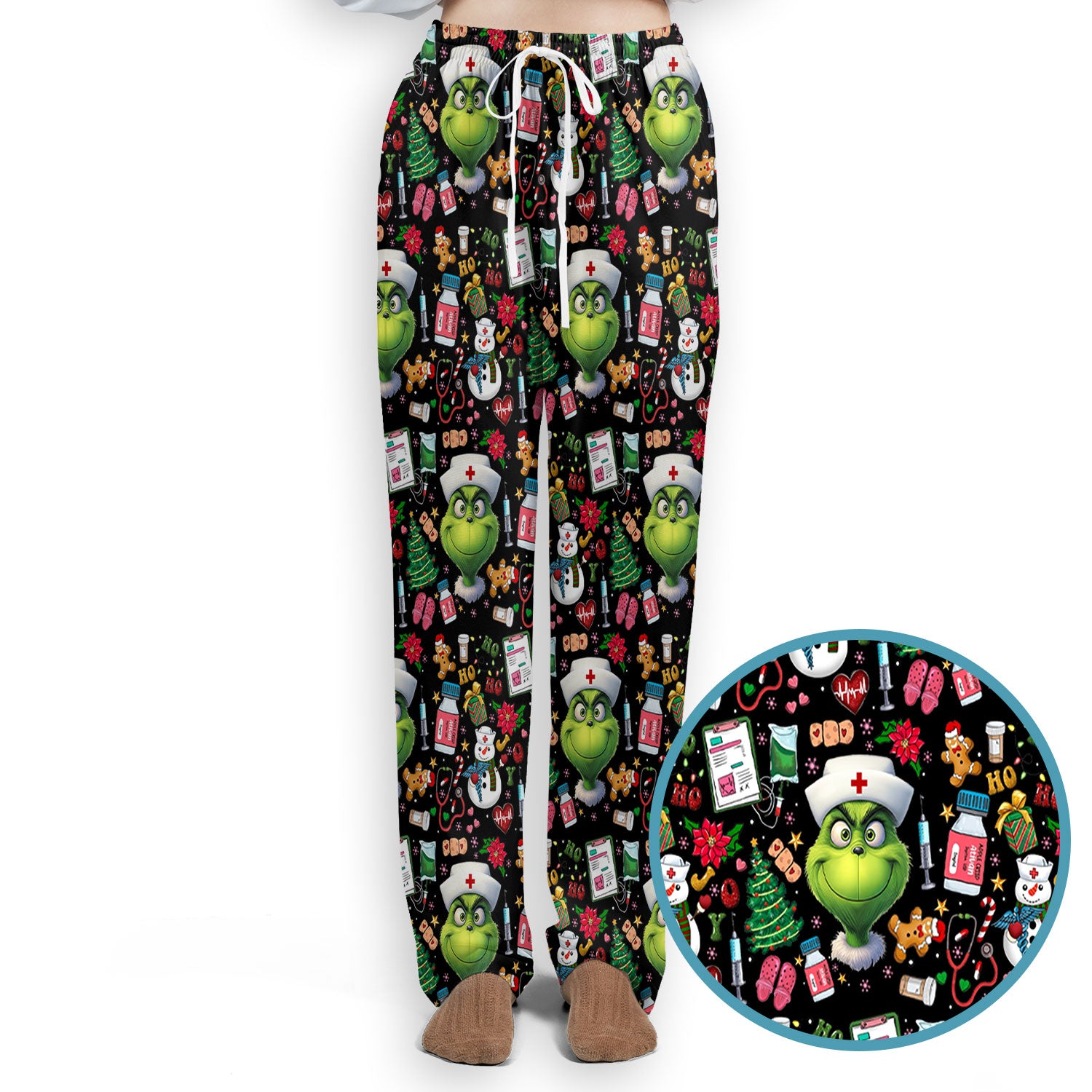 Merry Grinchmas Scrub Set for Women - Comfortable Nursing Pants - Christmas Medical Uniform - Holiday Ugly Sweater Gift for Her