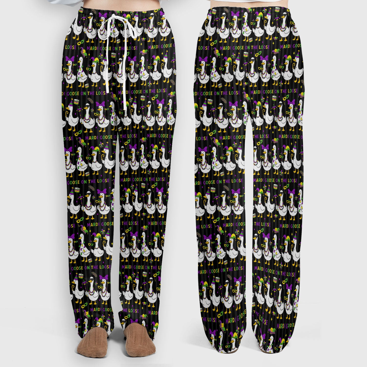 Mardi Gras Goose Nurse Scrub Set, Funny Carnival Medical Pattern Nurse Shirt, Breathable Fabrics Nursing Uniform
