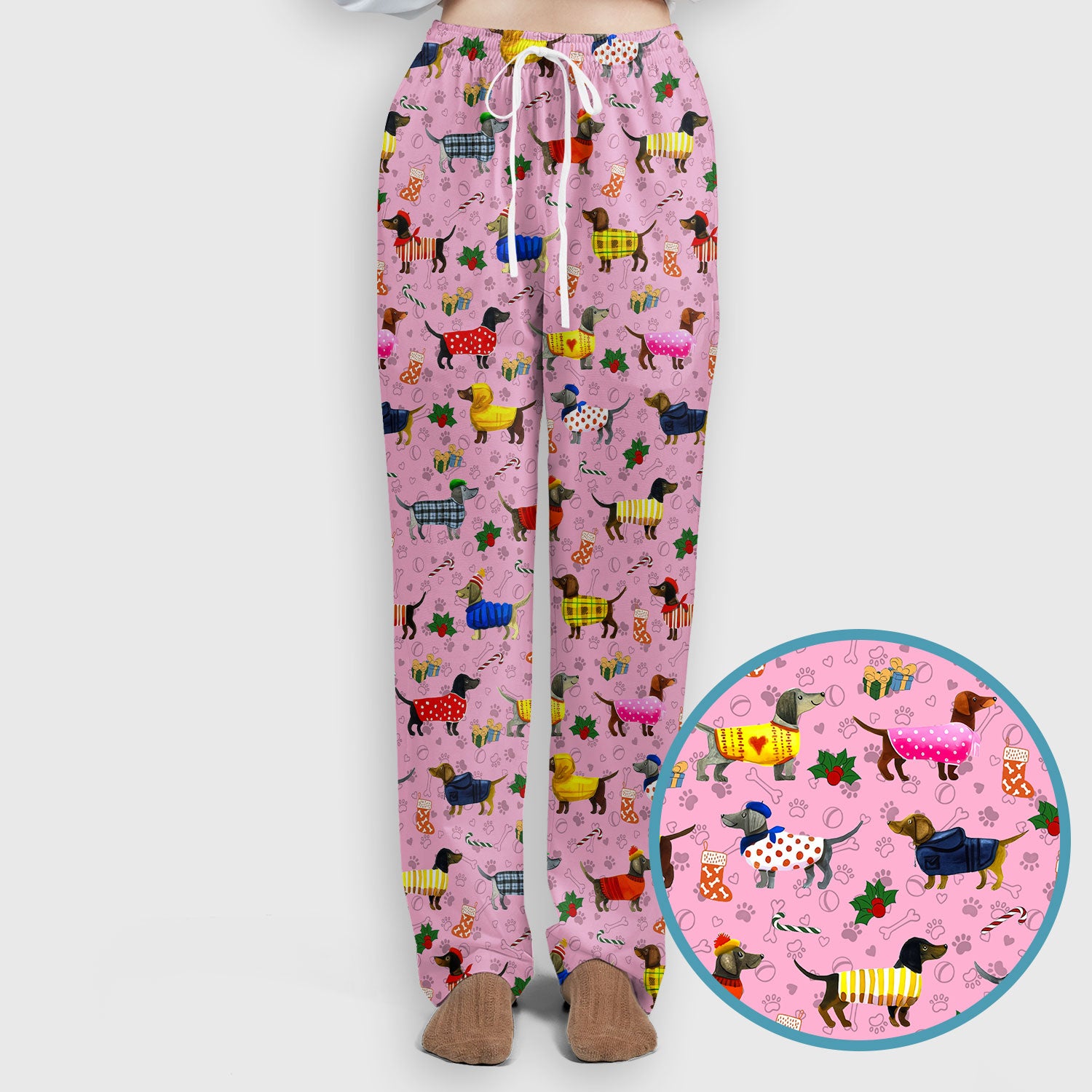 Funny Wiener Dog Scrub Set - Dachshund Paw Prints Nurse Uniform - Comfortable Nursing Pants - Holiday Gift for Her