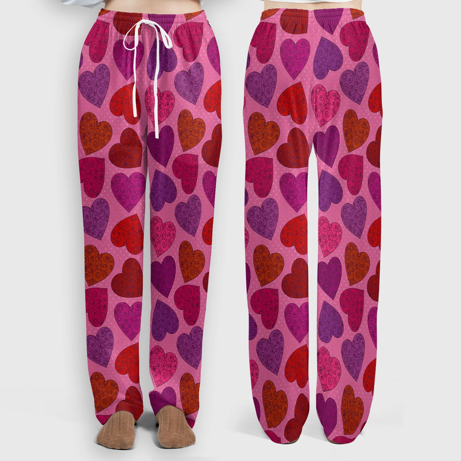 Women’s Pink Heart Scrub Set, Valentine Heart Pattern Nurse Shirt, Comfortable Scrubs For Nursing