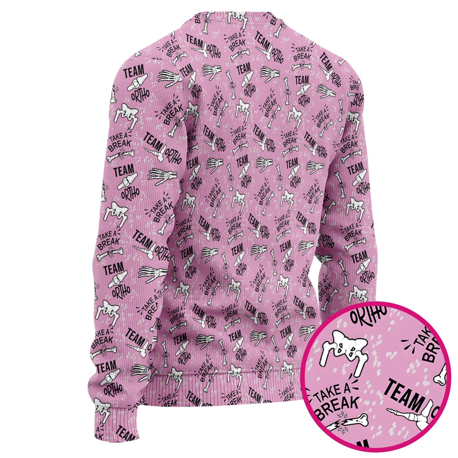 Team Ortho Bone Joint Print Scrub Top, Breathable Fabrics Nursing Uniform