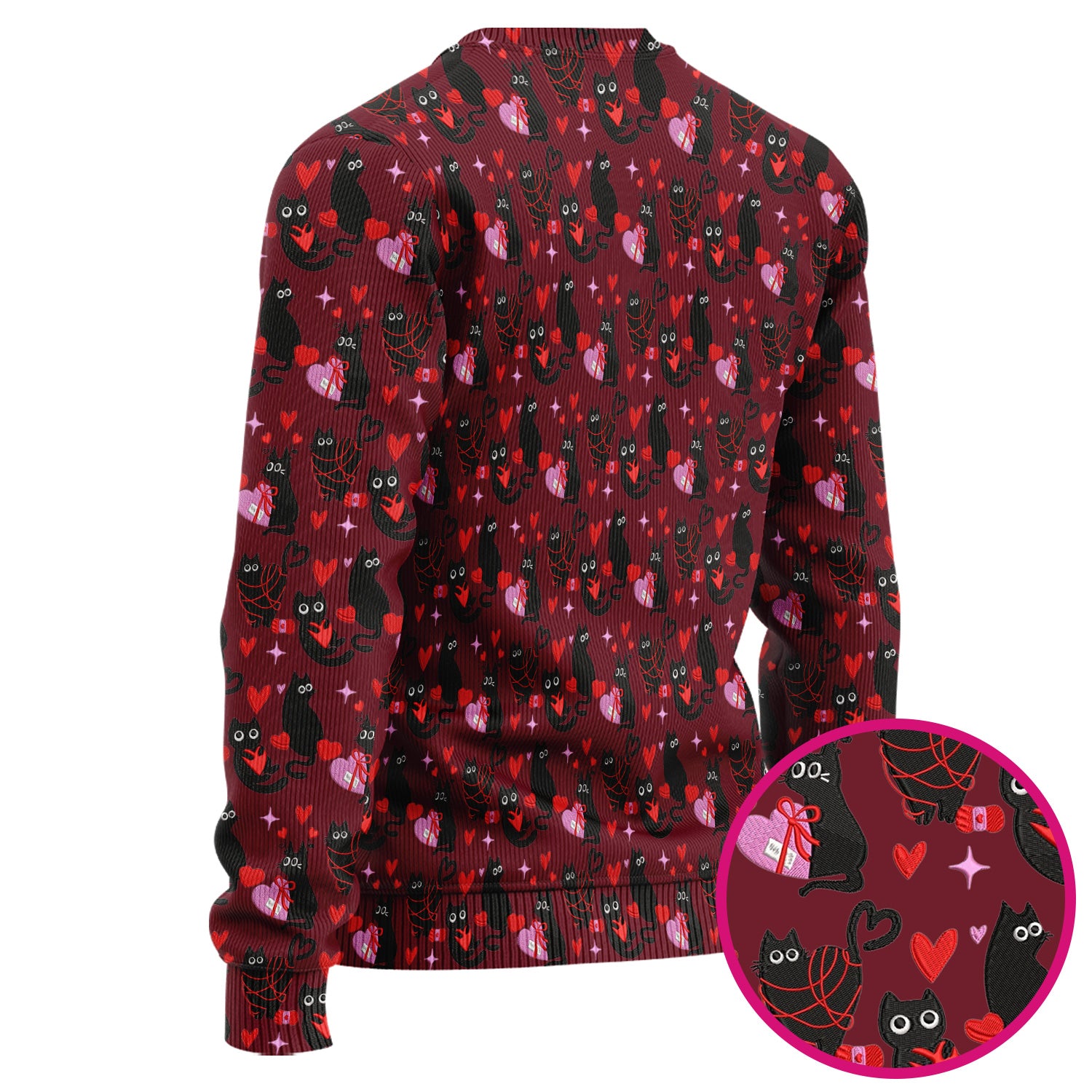 Valentine’s Day Scrub Set, Cute Black Cat With Heart Pattern Nurse Shirt, Breathable Fabrics Nursing Uniform