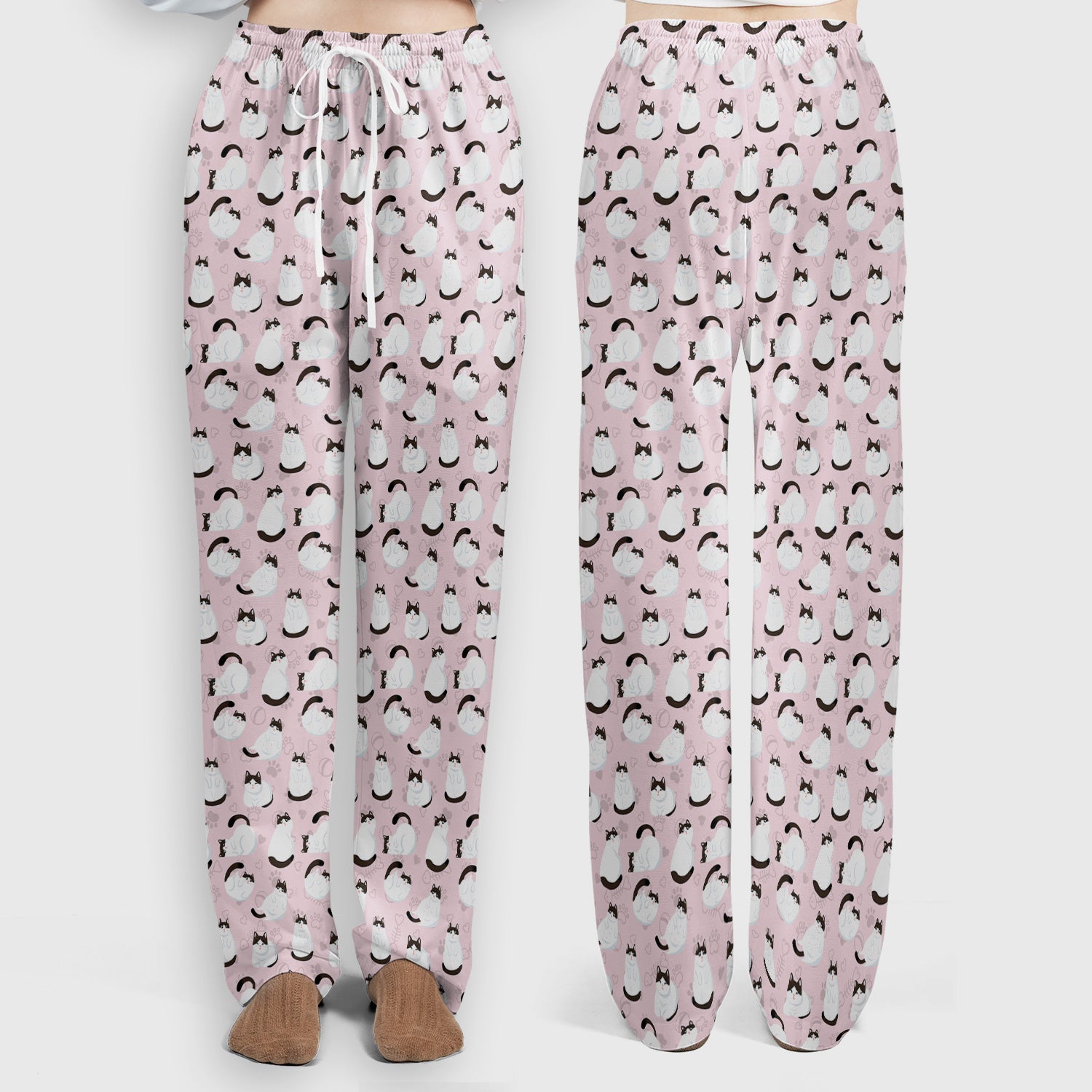 Cute Cat Pattern Medical Scrub Set, Breathable Fabrics Nursing Uniform