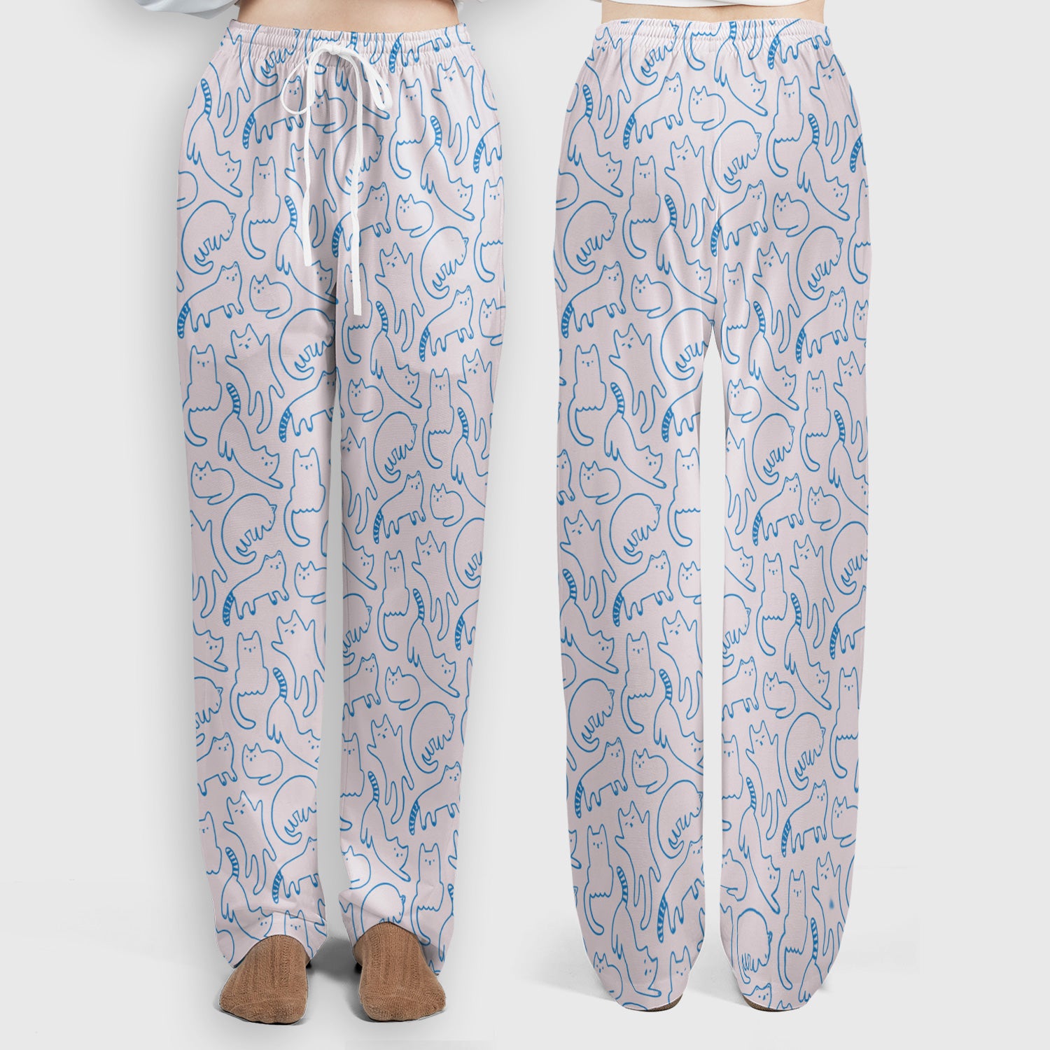 Artistic Cat Pattern Medical Scrub Set, Breathable Fabrics Nursing Uniform