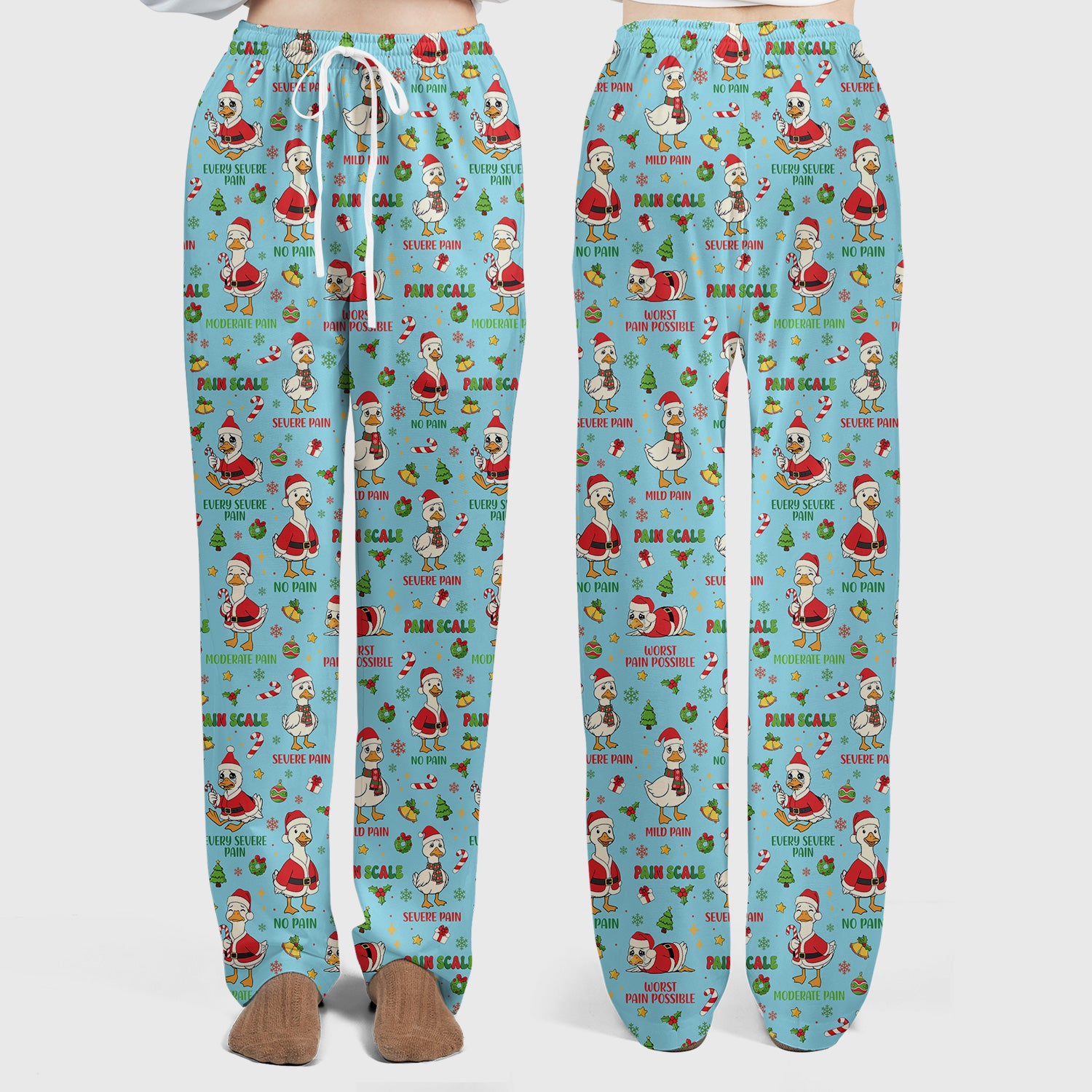 Christmas Nurse Scrub Set - Funny Goose Pain Scale Pants and V Neck Top - Cute Holiday Medical Uniform for RN LPN CNA