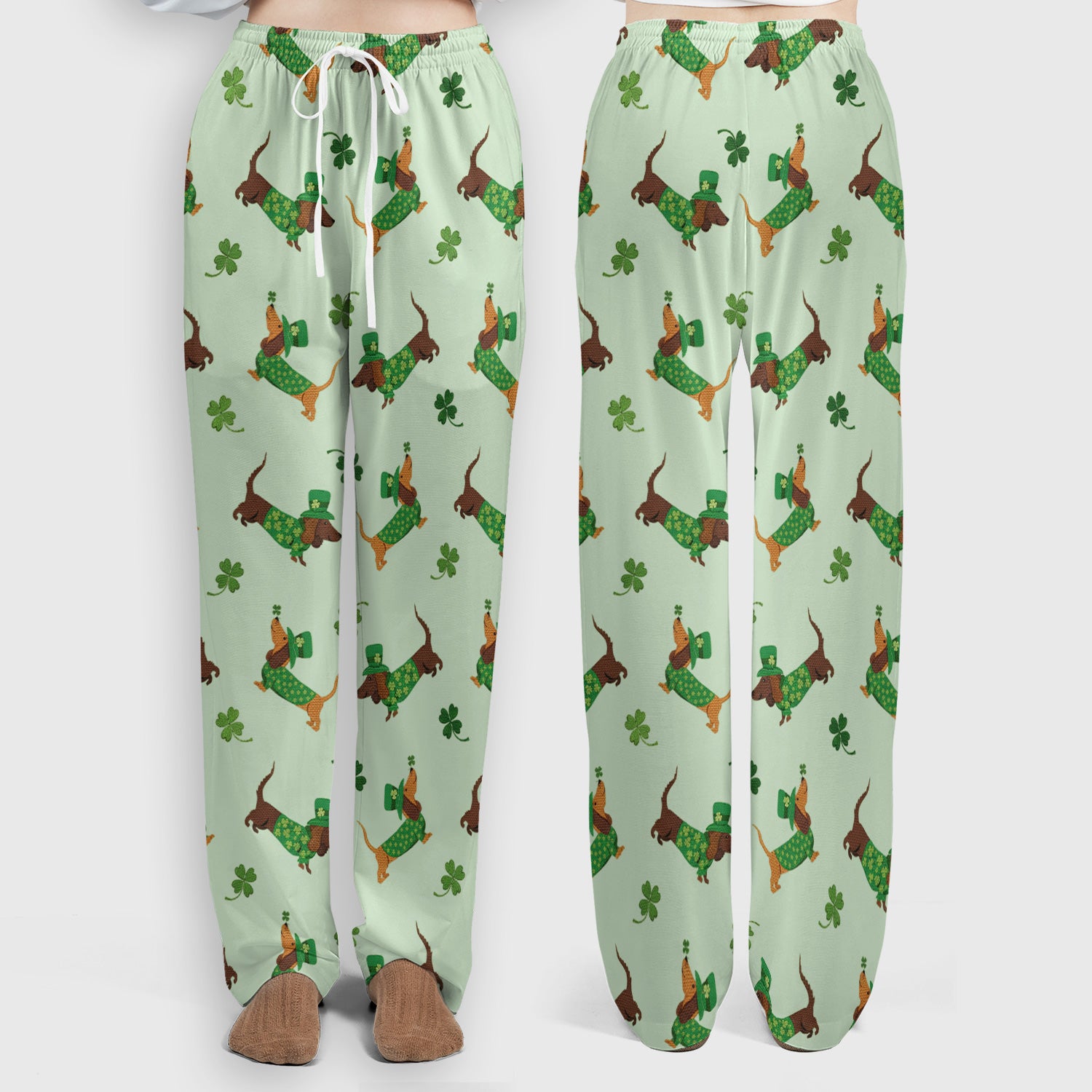 St. Patrick’s Day Dachshund Scrub Set, Funny Wiener Dog Nurse Shirt, Breathable Fabrics Nursing Uniform