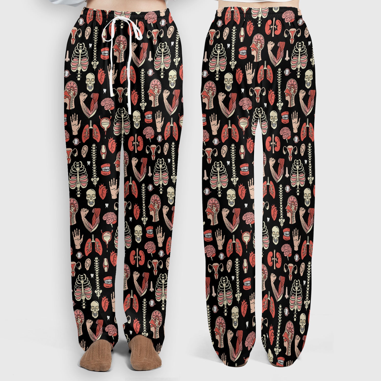 Human Anatomy Body Parts Pattern Scrubs Sets, Breathable Med Uniform