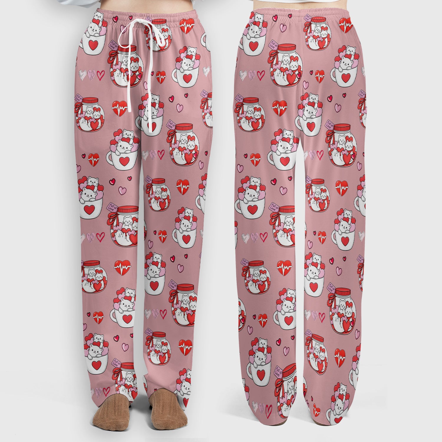 Cute Cat Valentine Nurse Scrub Set, Women's Scrub Sets Breathable Uniform