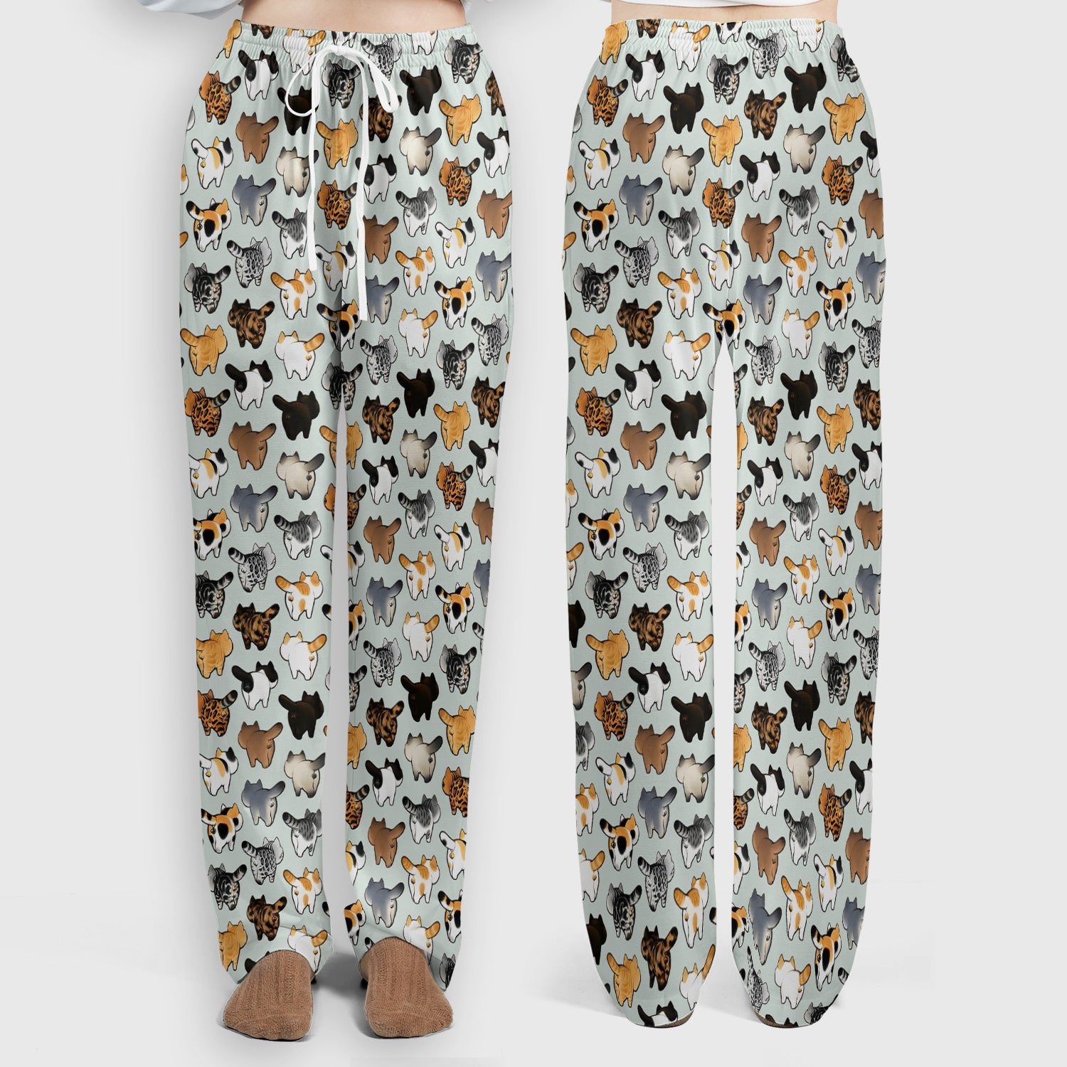 Cat Butt Pattern Medical Scrub Set, Breathable Fabrics Nursing Uniform