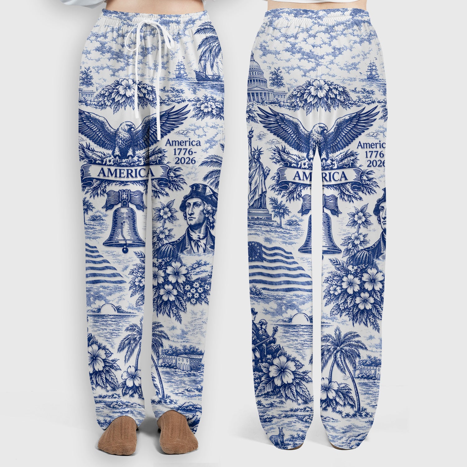 Patriotic America Heritage Toile Pattern Scrub Set, Women's Scrub Sets