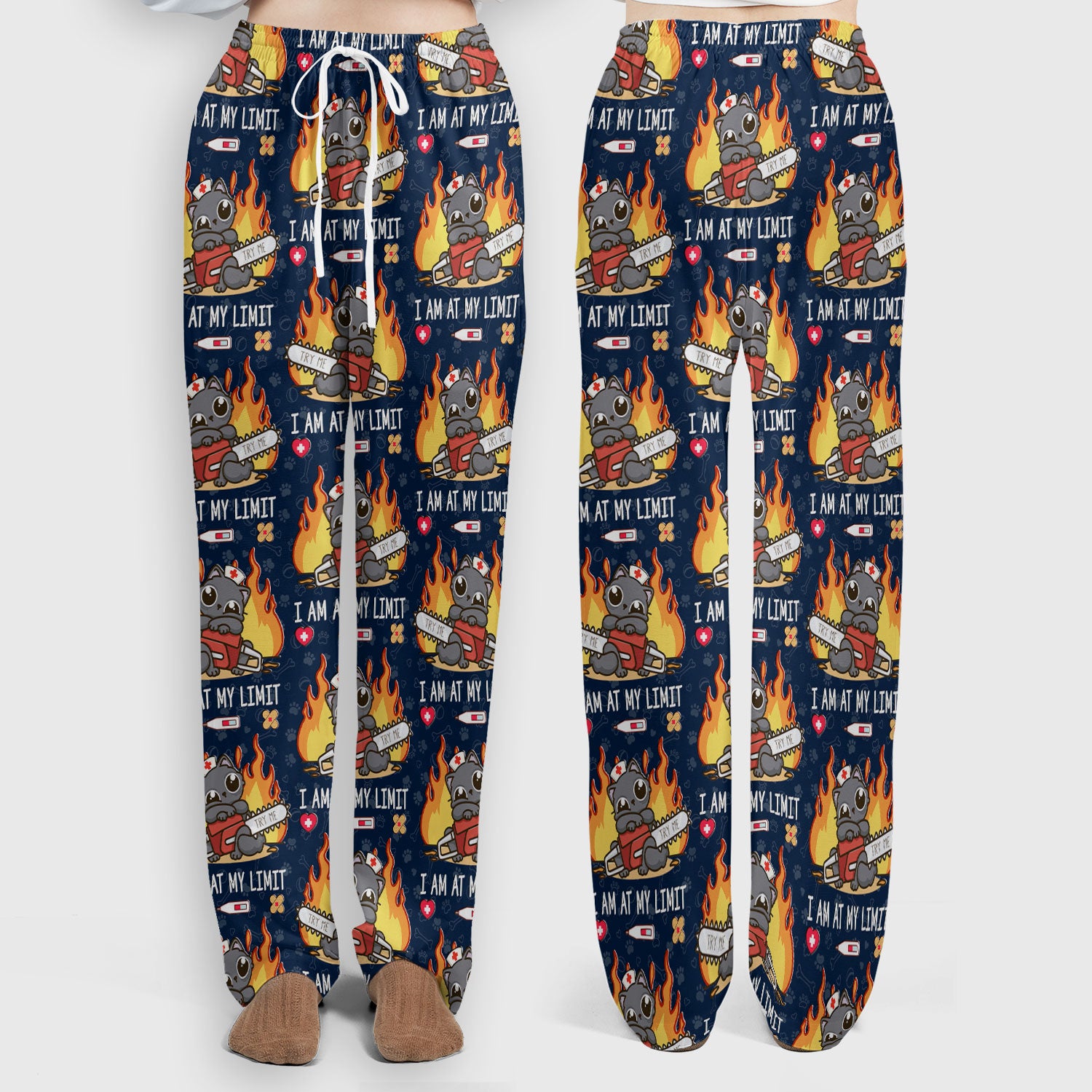 Funny Nurse Cat I Am At My Limit Women's Scrub Set, Breathable Med Uniform