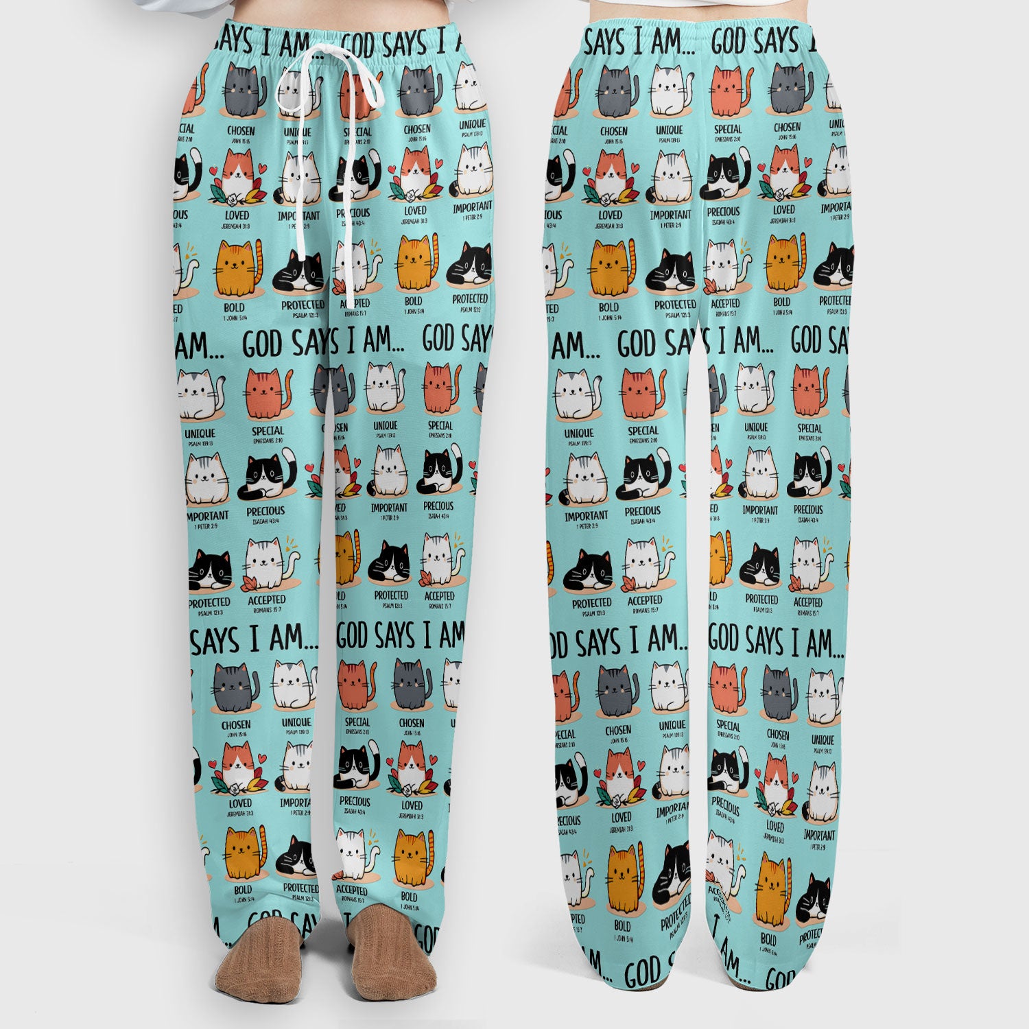 Cute Christian Cat God Says I Am Women's Scrub Set, Breathable Med Uniform