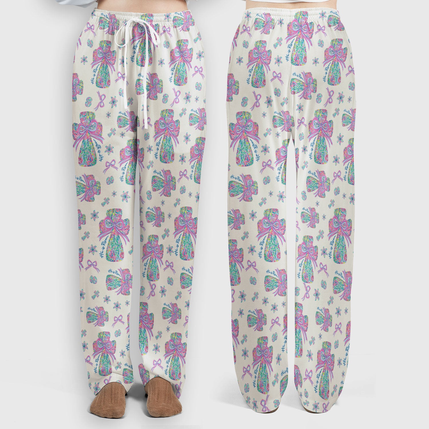 Colorful Bow Pattern Women's Scrub Sets, Breathable Med Uniform