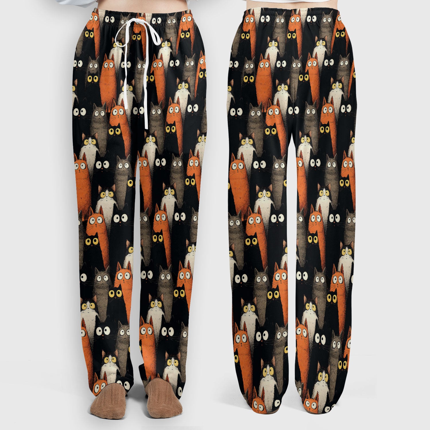 Black Cat Pattern Nurse Scrub Set, Cat Lover Nurse Shirt, Breathable Fabrics Nursing Uniform