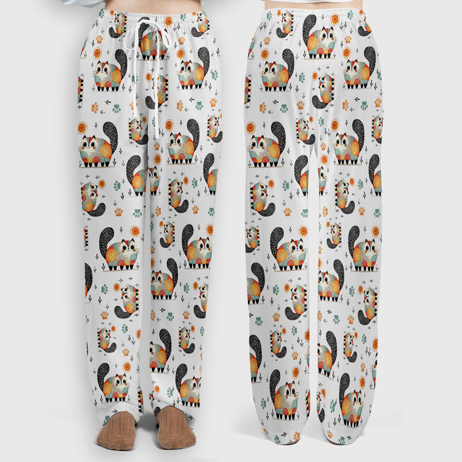 Playful Cat Illustration Women's Scrub Set, Breathable Med Uniform