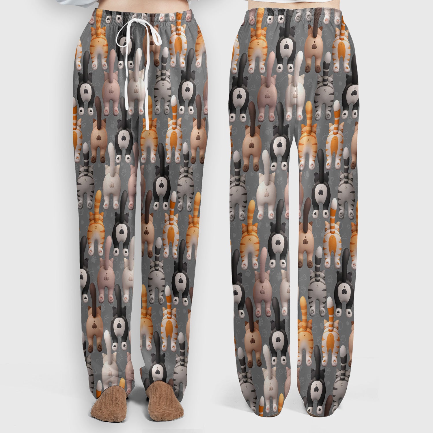 Funny Cat Butt Paw Print Pattern Scrub Set, Nurse Uniform Scrubs Set