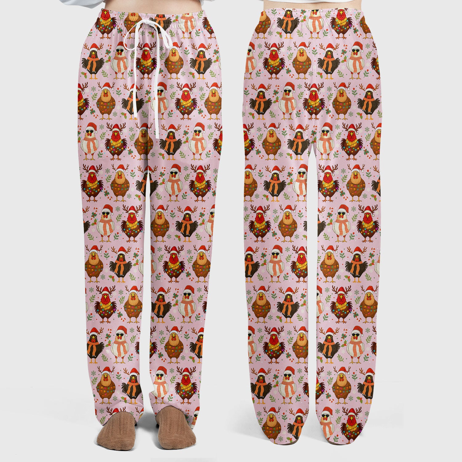 Funny Chicken Scrubs for Women - Christmas Pattern Scrub Top & Pants - Christmas Scrubs with Adorable Design