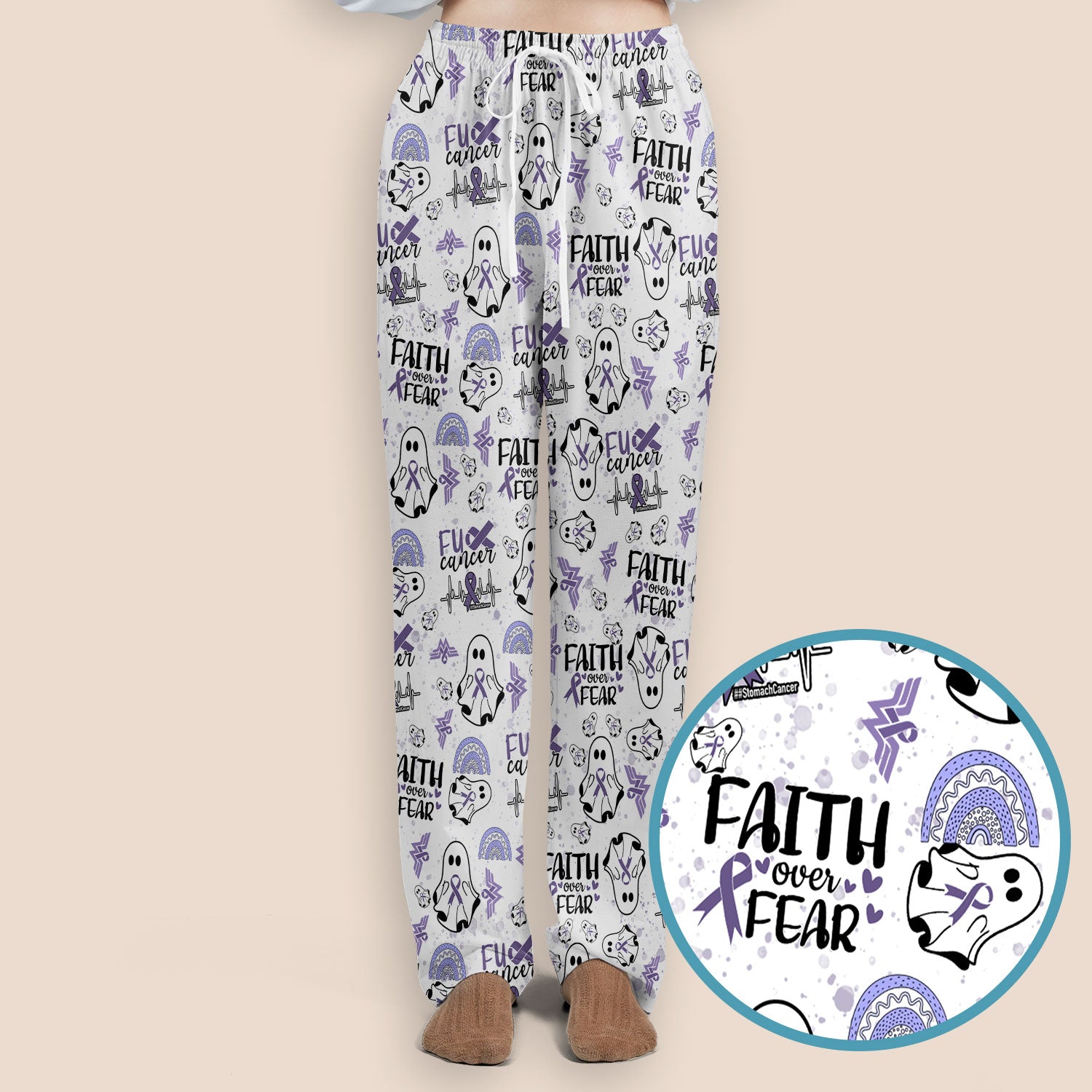 Stomach Cancer Awareness Scrub Sets - Periwinkle Blue Ribbon Survivor Scrub Pants and V Neck Top - November Warrior Gift