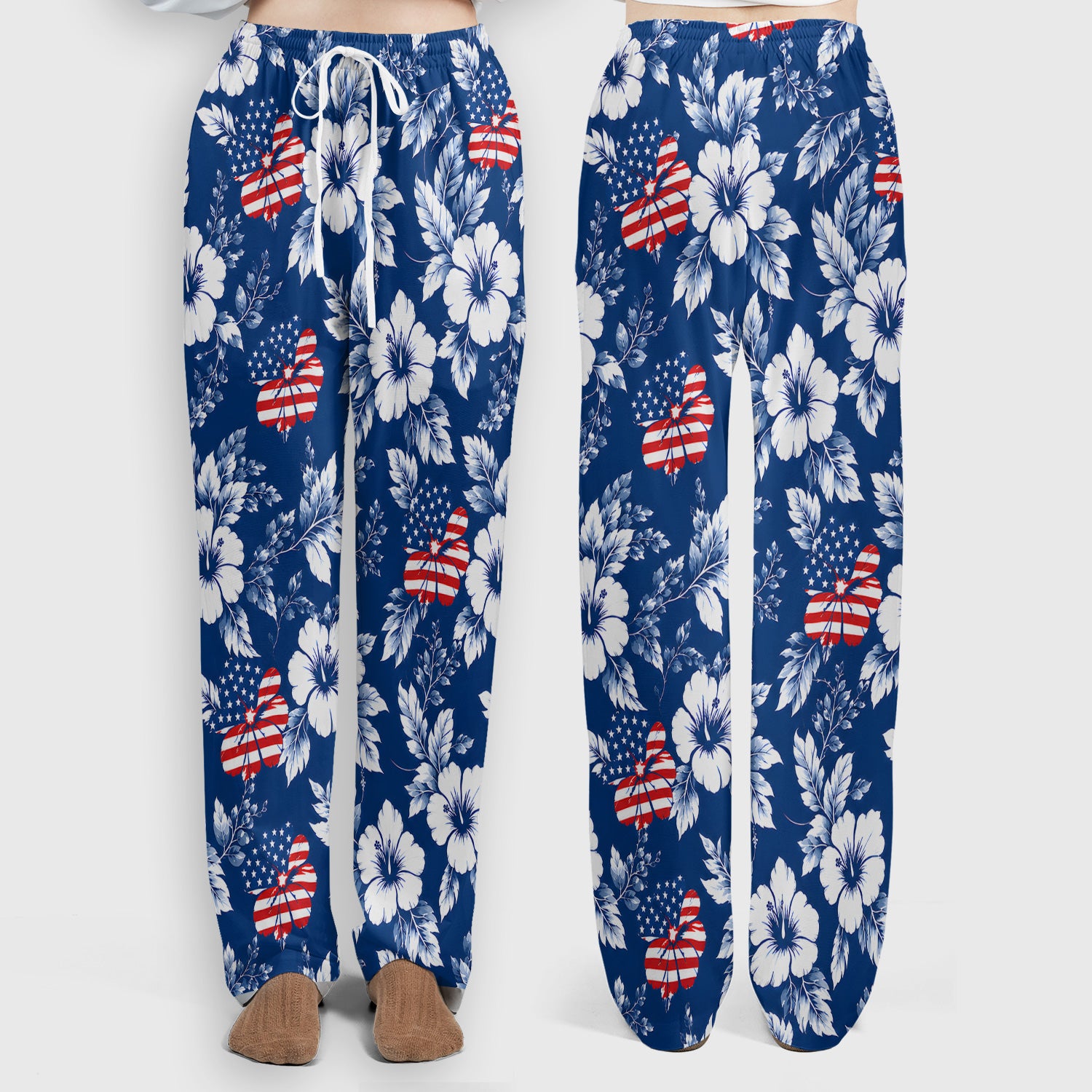 Patriotic Butterfly Floral Nurse for RN & CNA, American Flag Healthcare Workers Uniform Scrub Set, Scrub Pants and V Neck Top