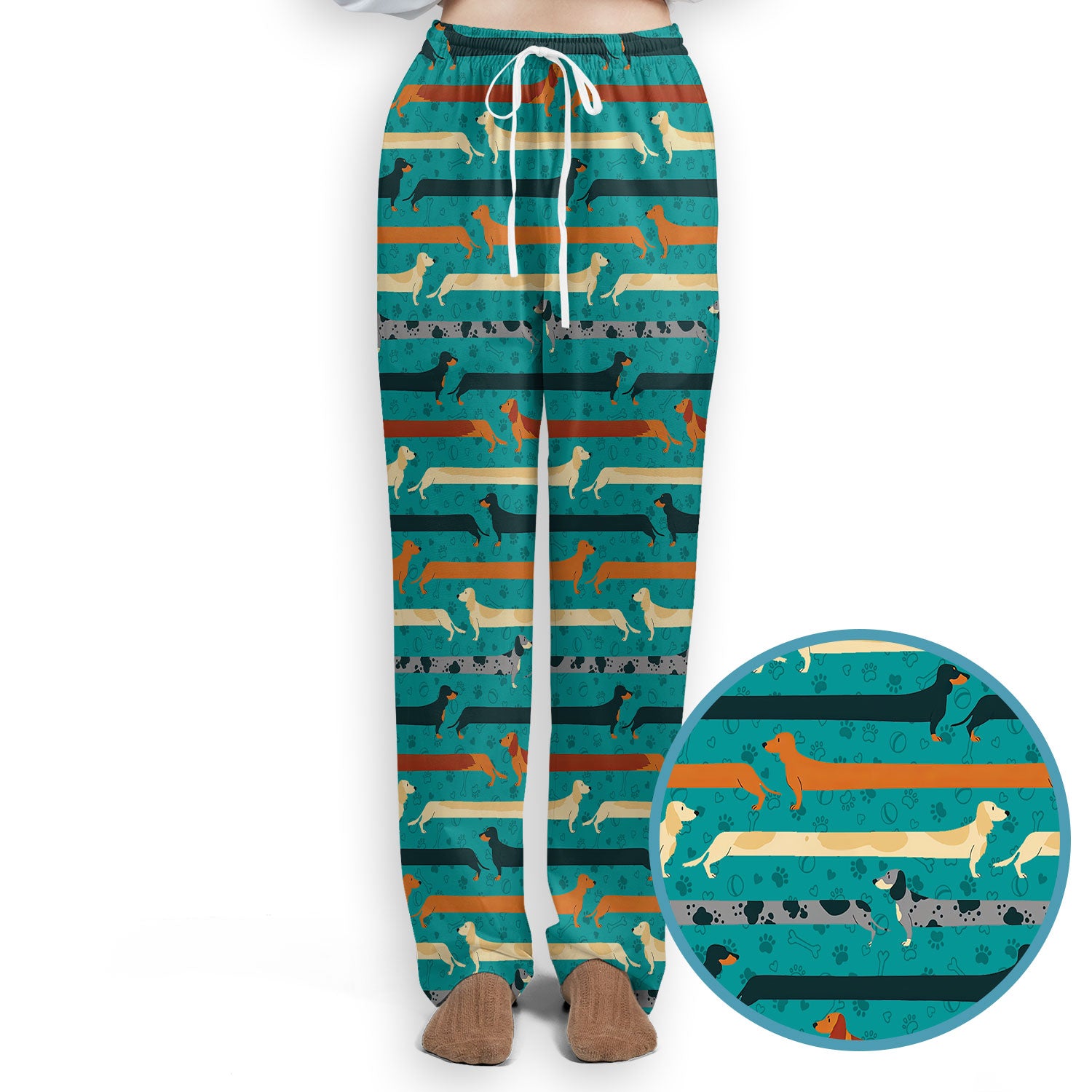 Weiner Dog Women's Scrub Sets - Comfortable Scrubs for Nurses - Funny Scrub Pants and V Neck Top - Breathable Med Uniform