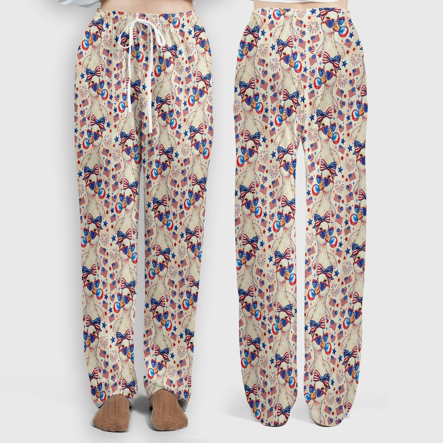 USA Flag 250th Patriotic Duck Sunglasses Pattern Scrub Set, Scrub Pants and V Neck Top